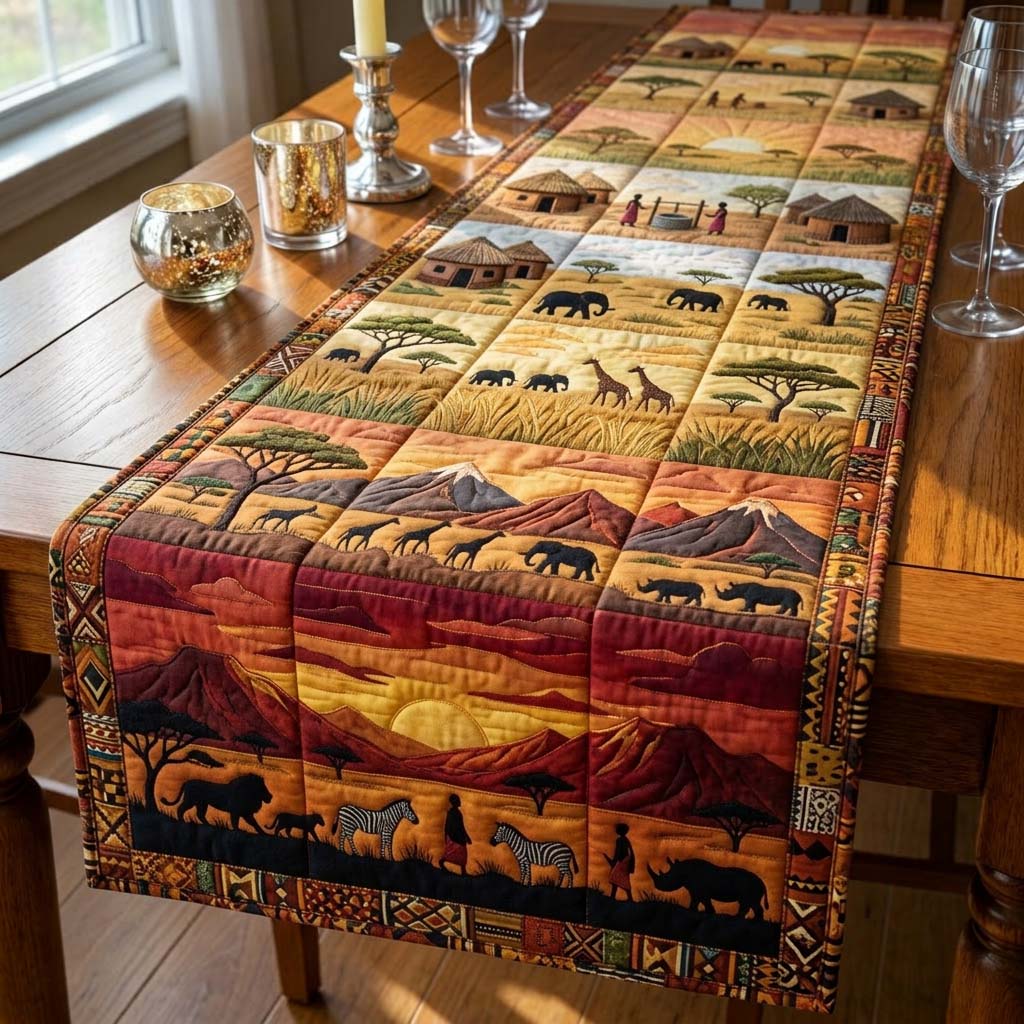 Africa Legacy Quilted Table Runner, Easter Table Runner, Spring Table Runner, Mother's Day Gifts