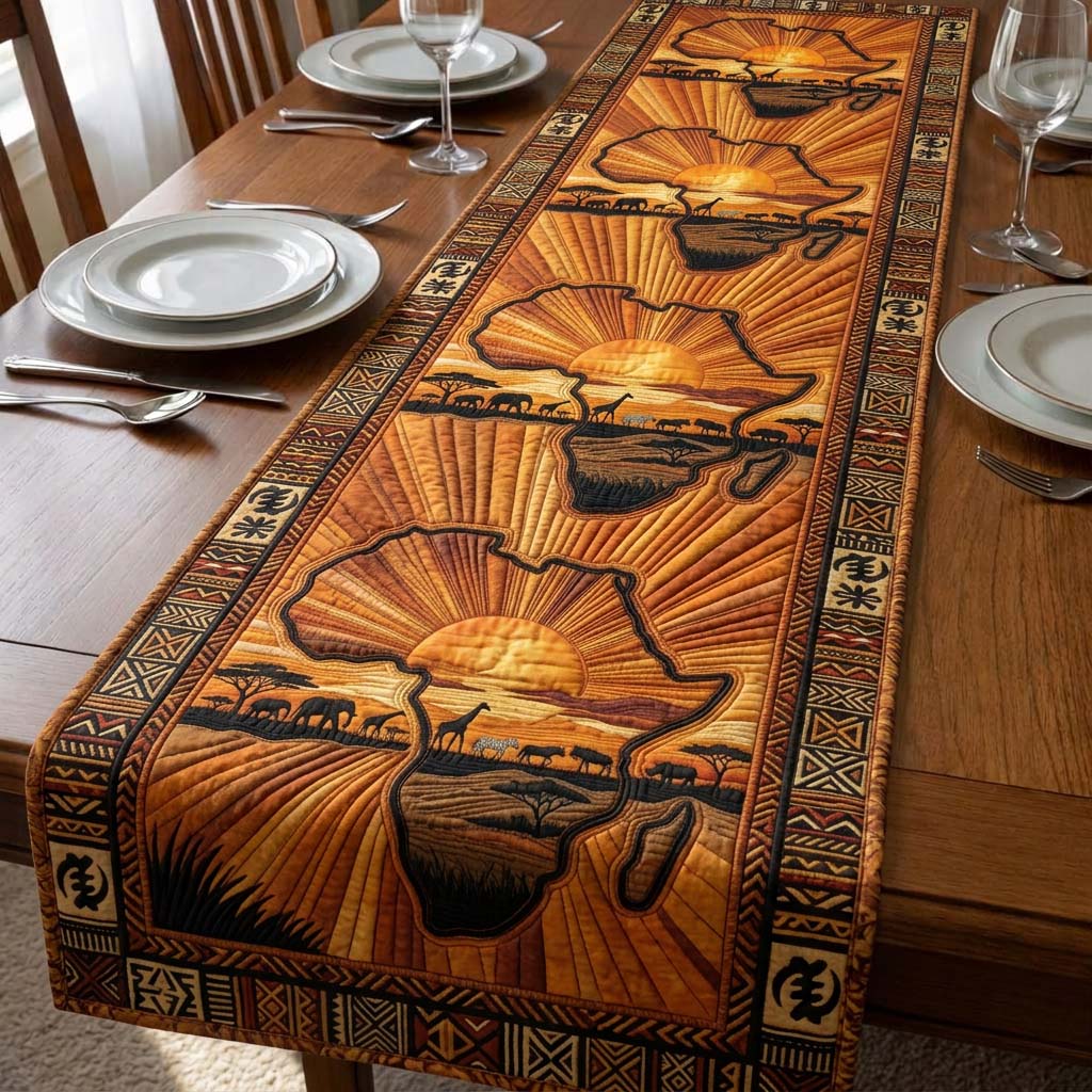 Africa Heritage Quilted Table Runner, Easter Table Runner, Spring Table Runner, Mother's Day Gifts