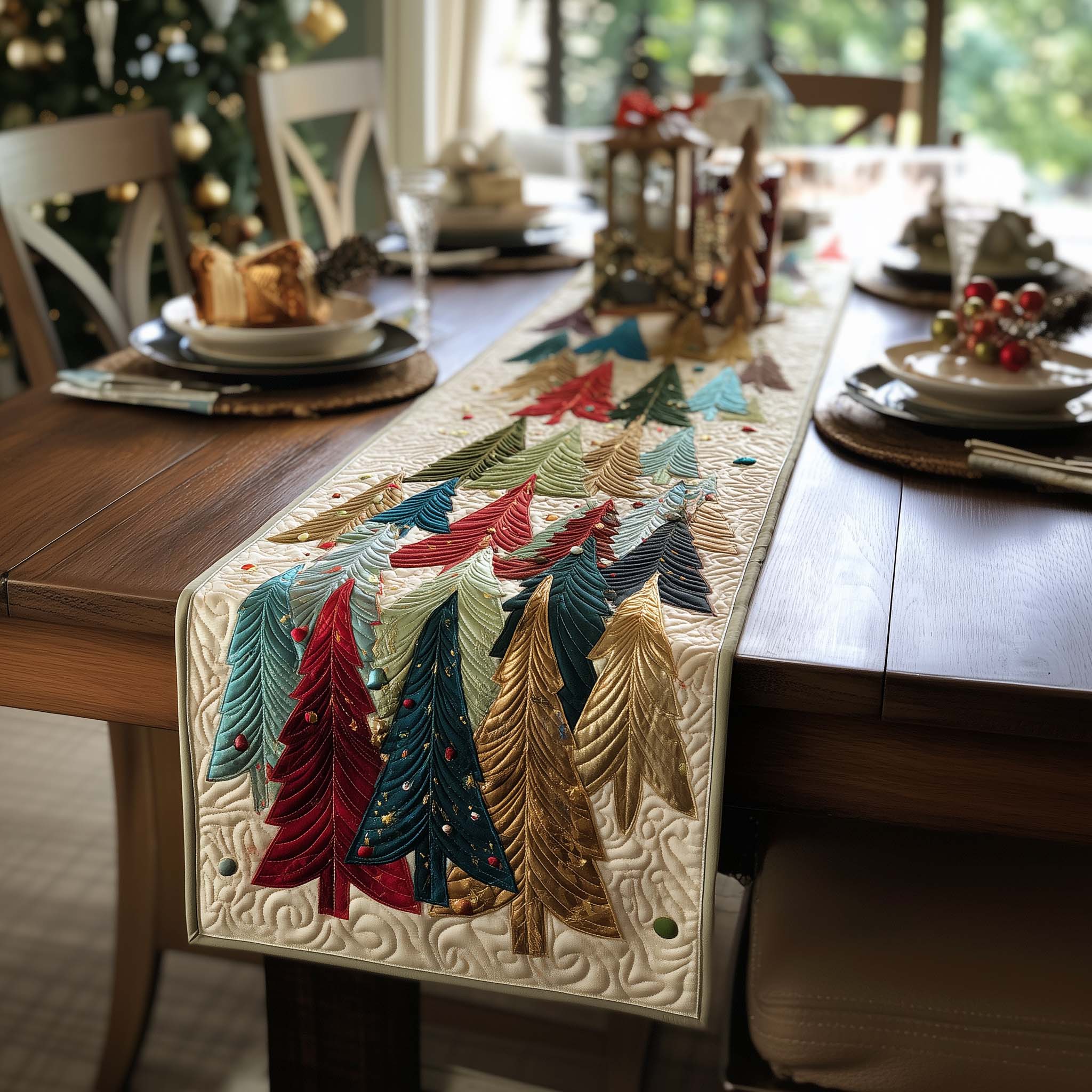 Whimsical Forest Quilted Table Runner, Easter Table Runner, Spring Table Runner, Mother's Day Gifts
