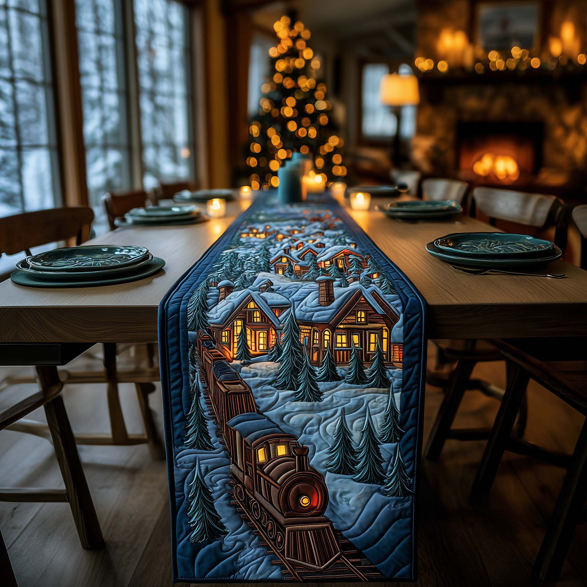 Winterline Voyage Quilted Table Runner, Easter Table Runner, Spring Table Runner, Mother's Day Gifts
