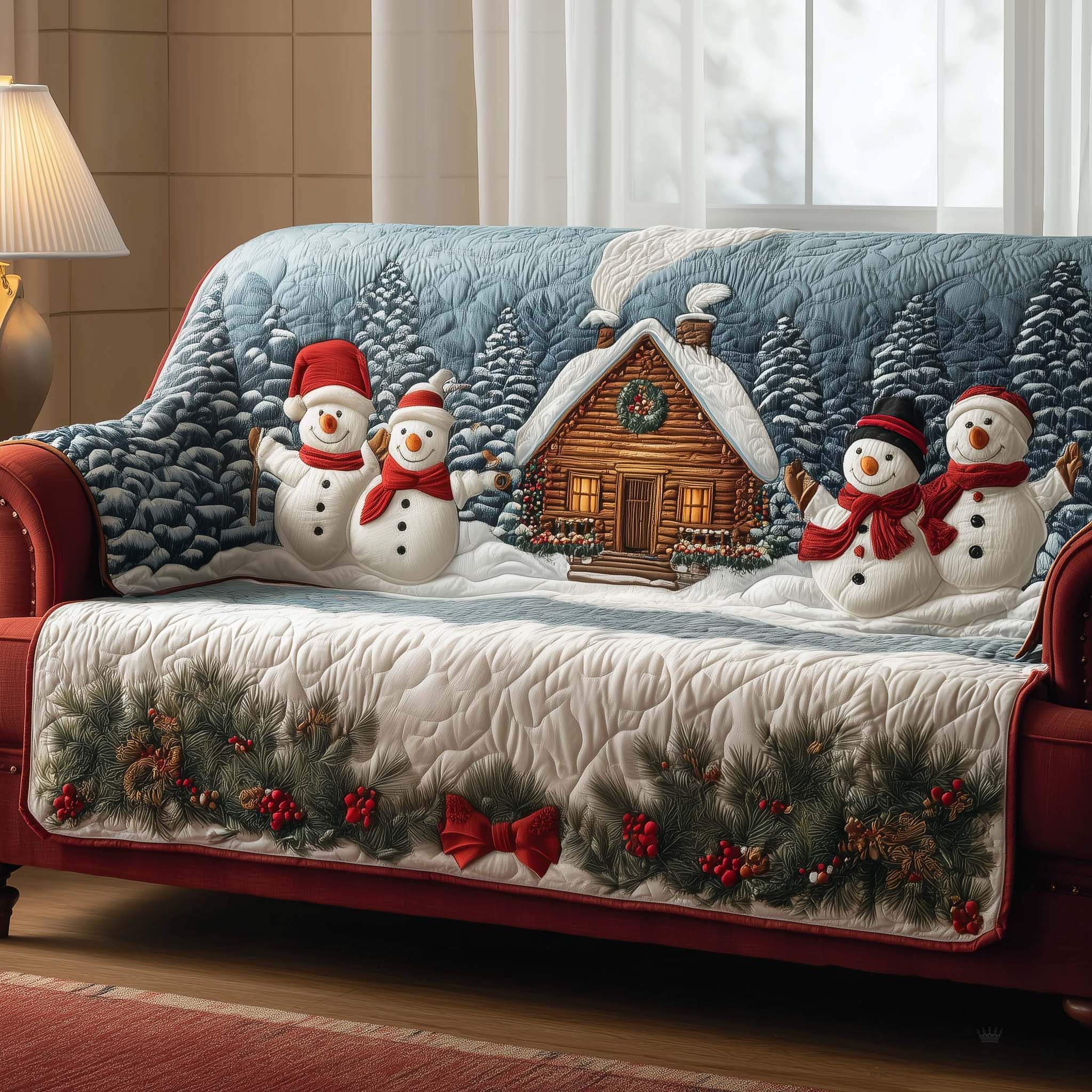 Cabin Friend Quilted Sofa Cover Fall Halloween Decor For Sofa Couch