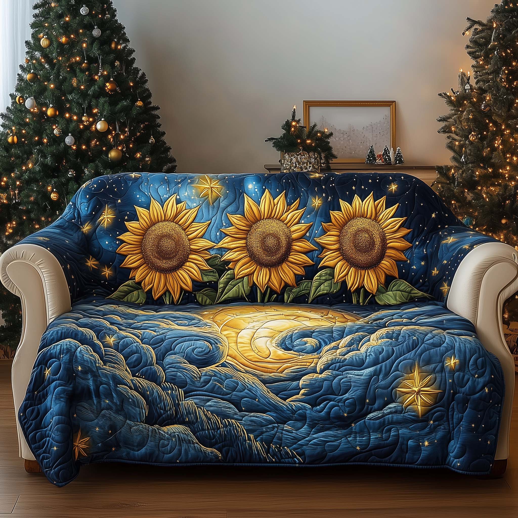 Celestial Bloom Quilted Sofa Cover Fall Halloween Decor For Sofa Couch