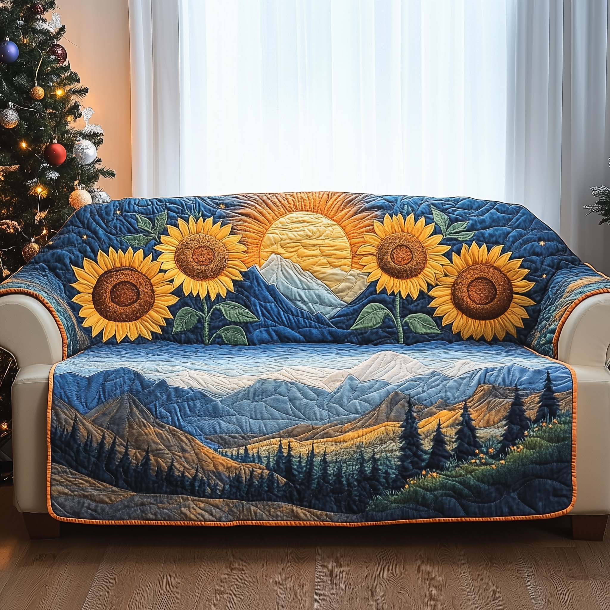Mountain Crown Quilted Sofa Cover Fall Halloween Decor For Sofa Couch