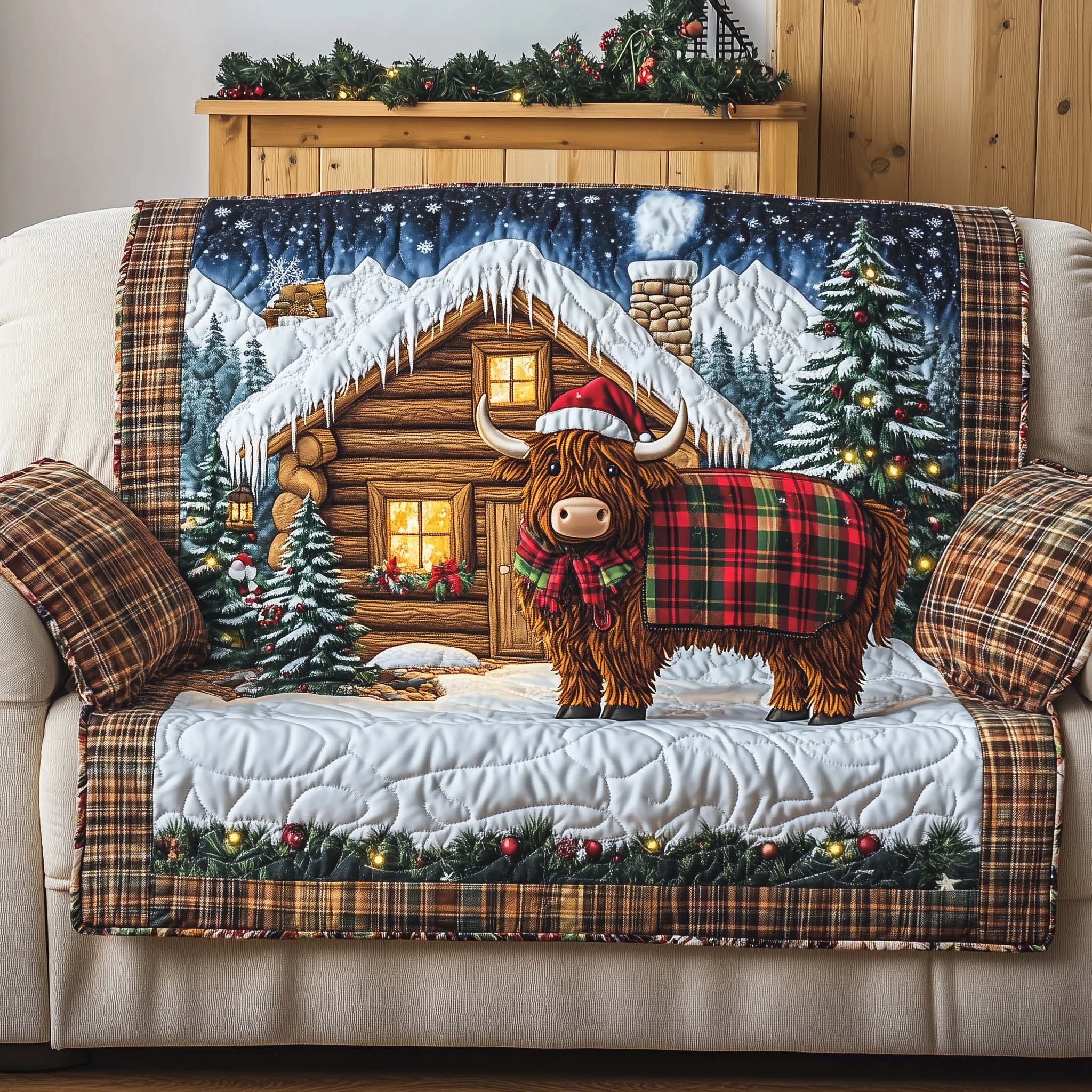 Cabin Warmth Quilted Sofa Cover Fall Halloween Decor For Sofa Couch