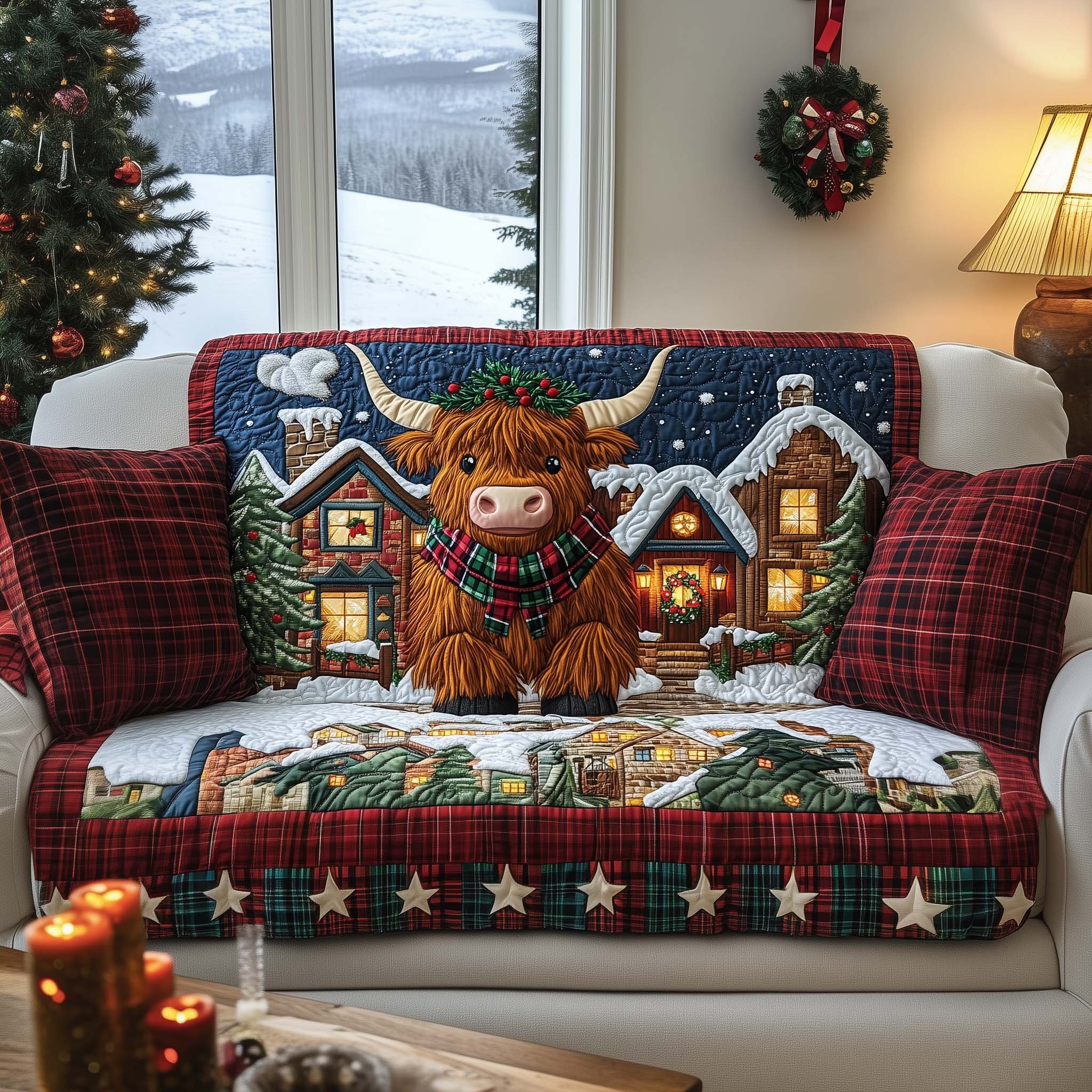 Village Caroler Quilted Sofa Cover Fall Halloween Decor For Sofa Couch
