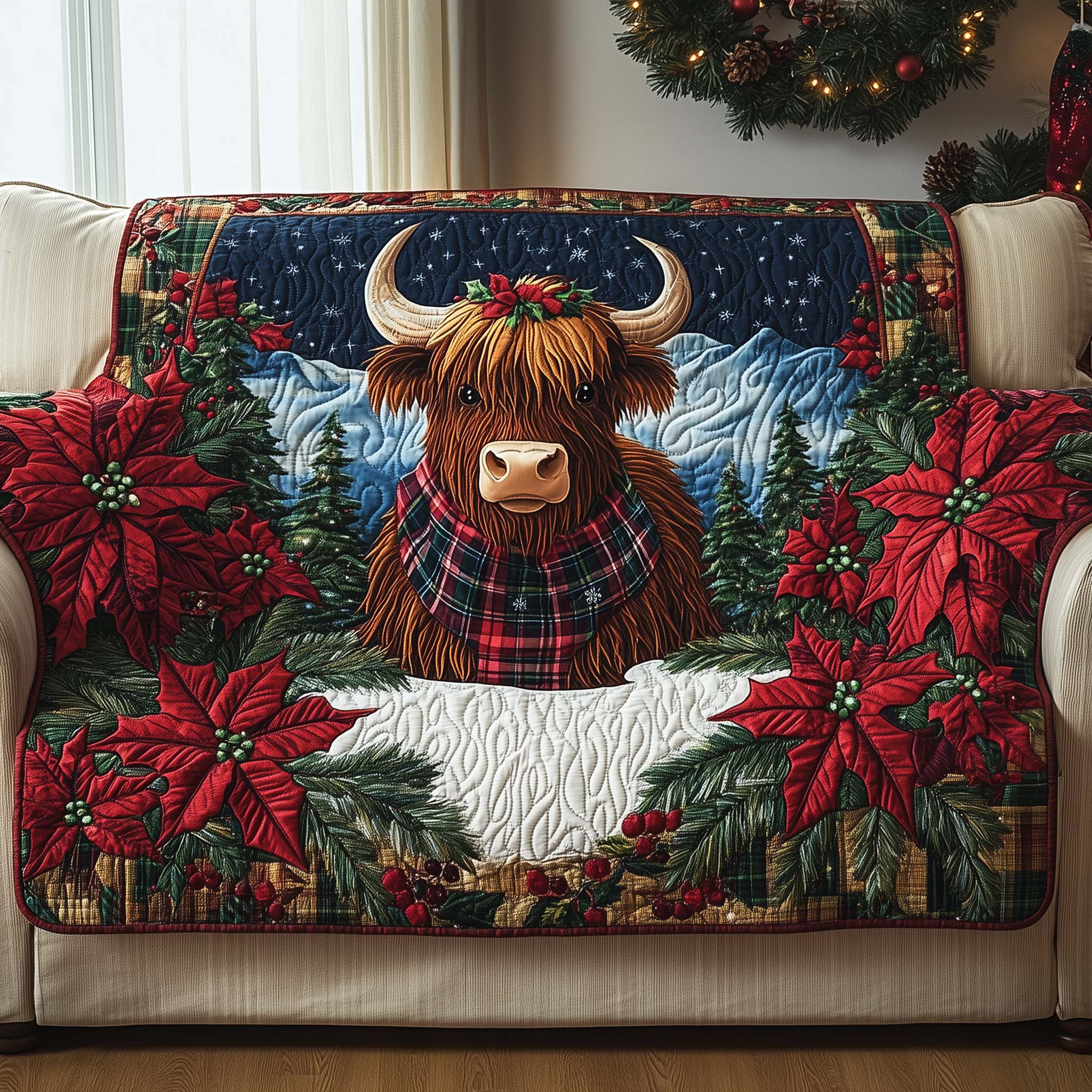 Highland Beauty Quilted Sofa Cover Fall Halloween Decor For Sofa Couch