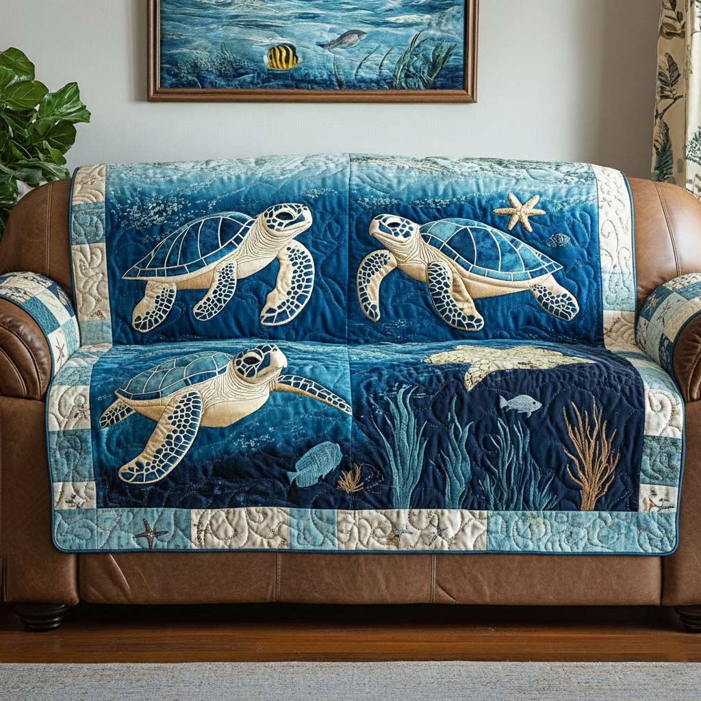 Turtle Beauty Quilted Sofa Cover Fall Halloween Decor For Sofa Couch