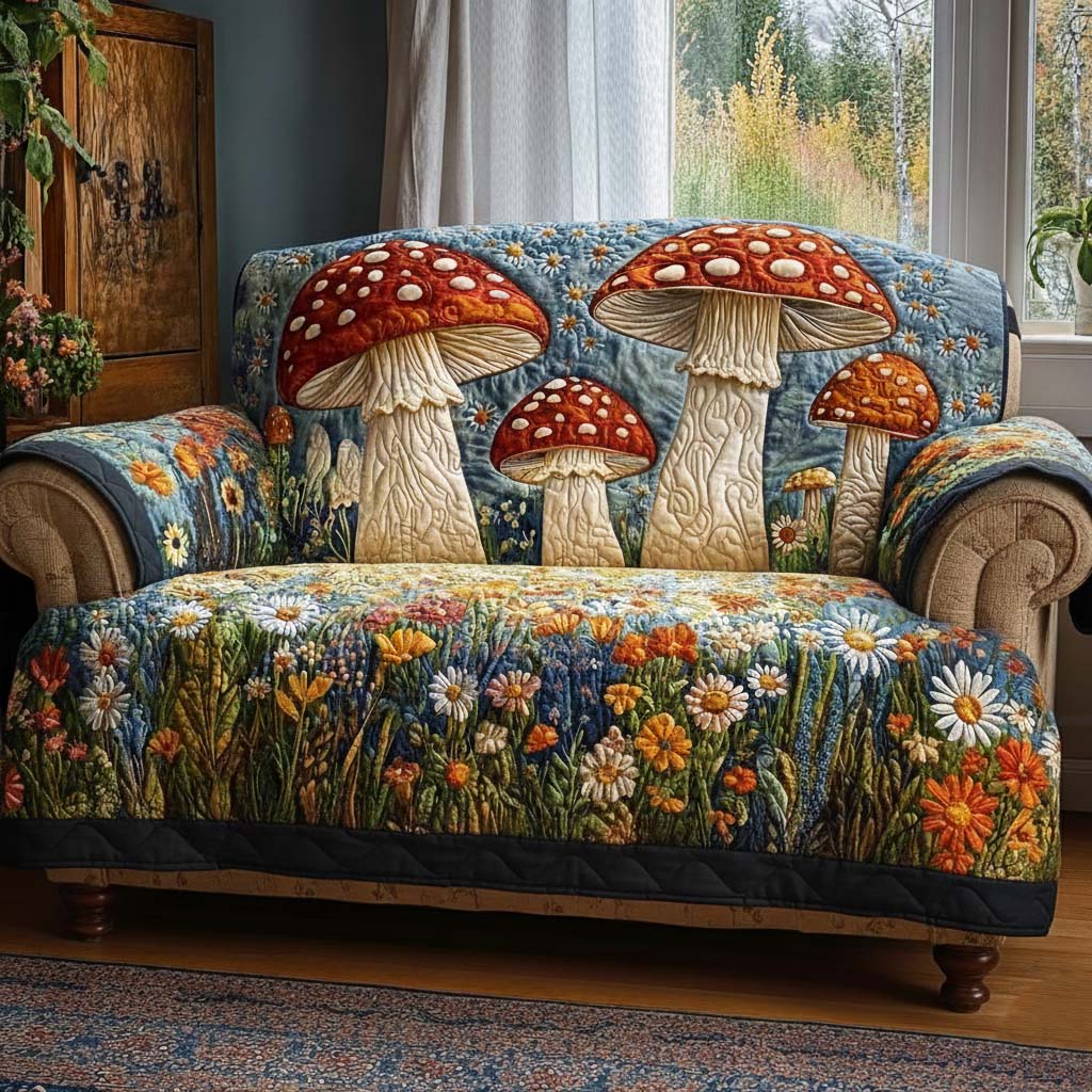 Floral Canopy Quilted Sofa Cover Fall Halloween Decor For Sofa Couch
