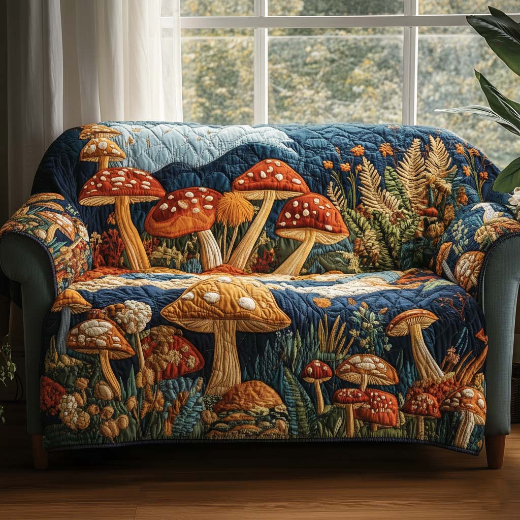 Autumn Bloom Quilted Sofa Cover Fall Halloween Decor For Sofa Couch
