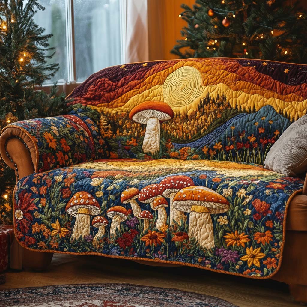 Autumn Glow Quilted Sofa Cover Fall Halloween Decor For Sofa Couch