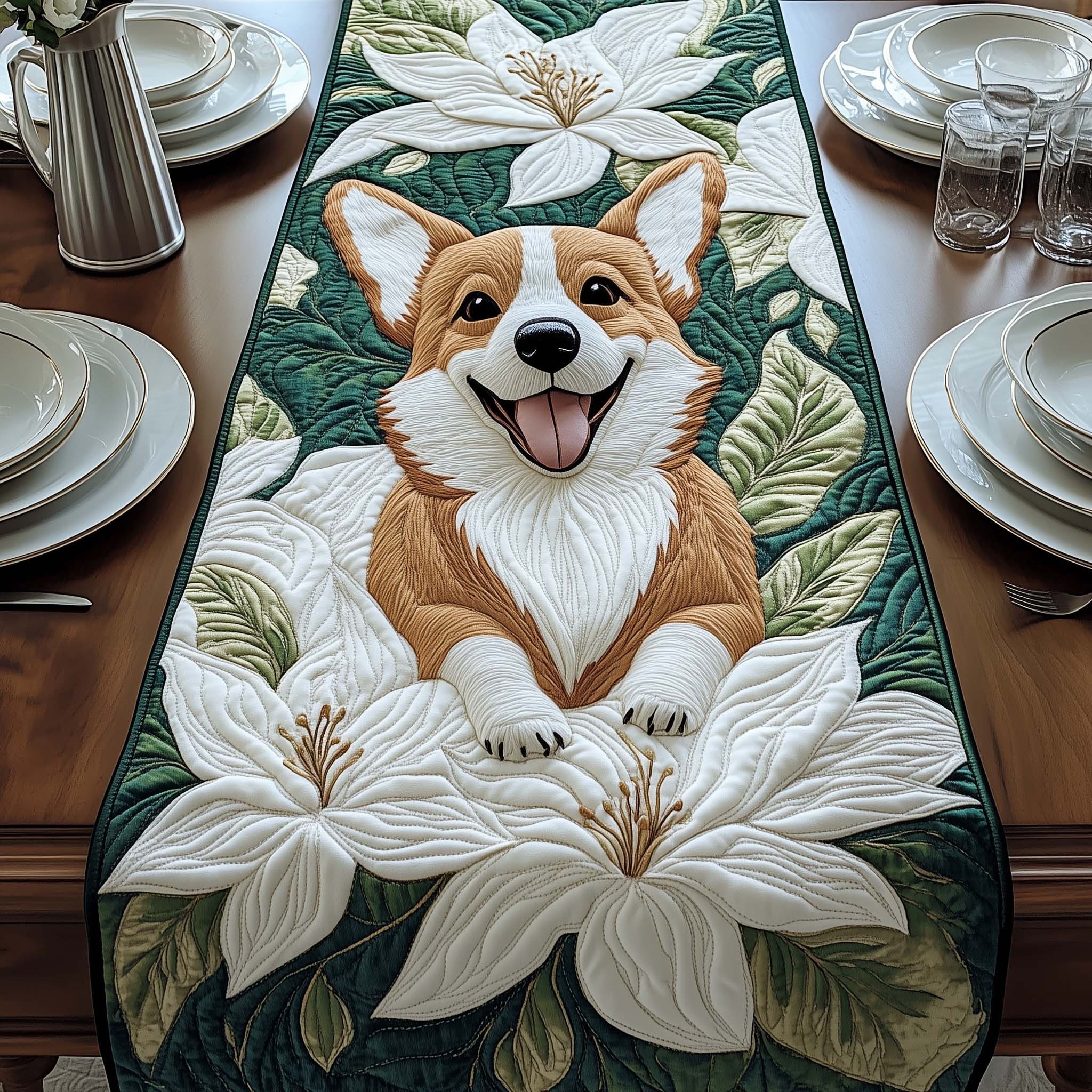 Magnolia Grace Quilted Table Runner, Easter Table Runner, Spring Table Runner, Mother's Day Gifts
