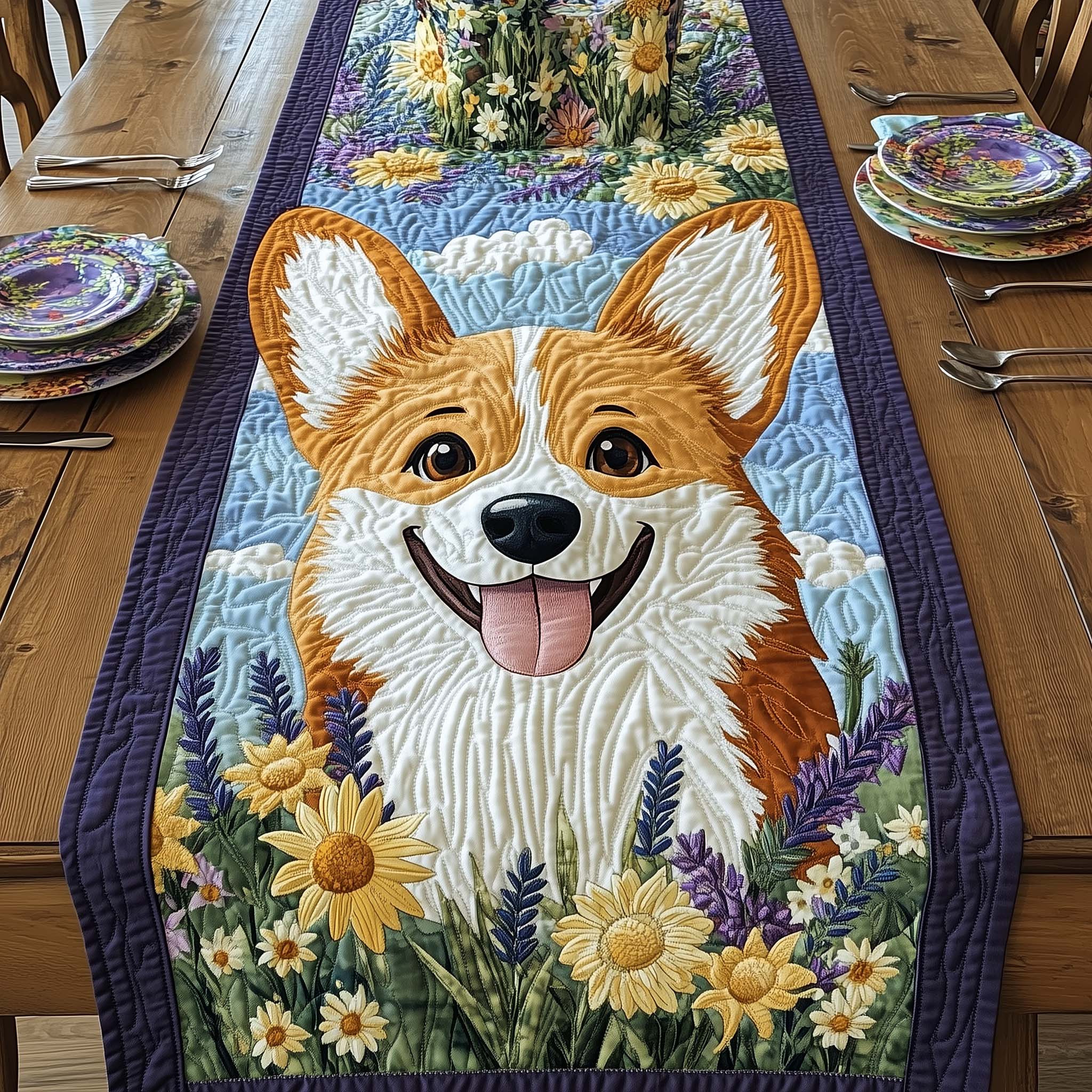 Wildflower Joy Quilted Table Runner, Easter Table Runner, Spring Table Runner, Mother's Day Gifts
