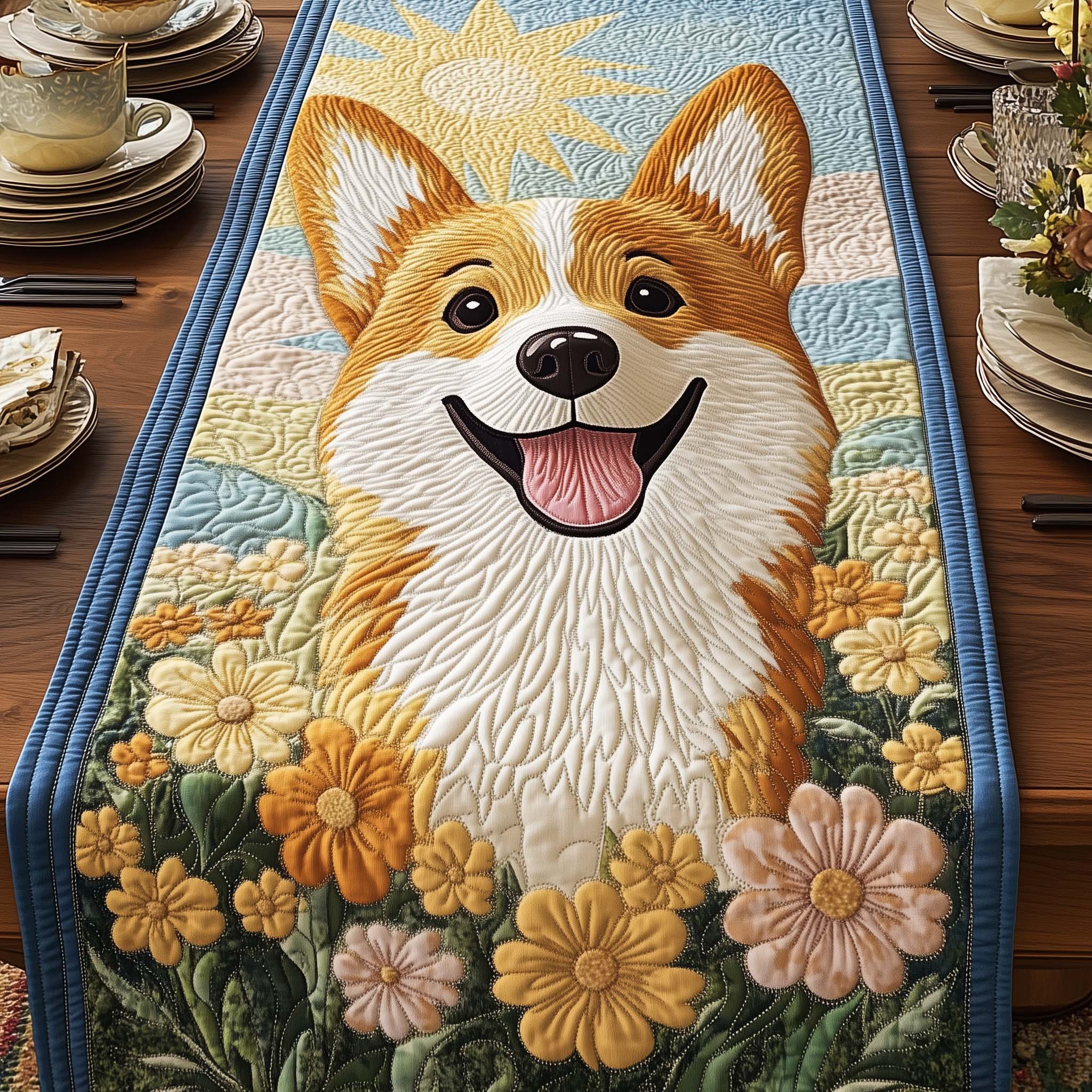 Sunny Paws Quilted Table Runner, Easter Table Runner, Spring Table Runner, Mother's Day Gifts