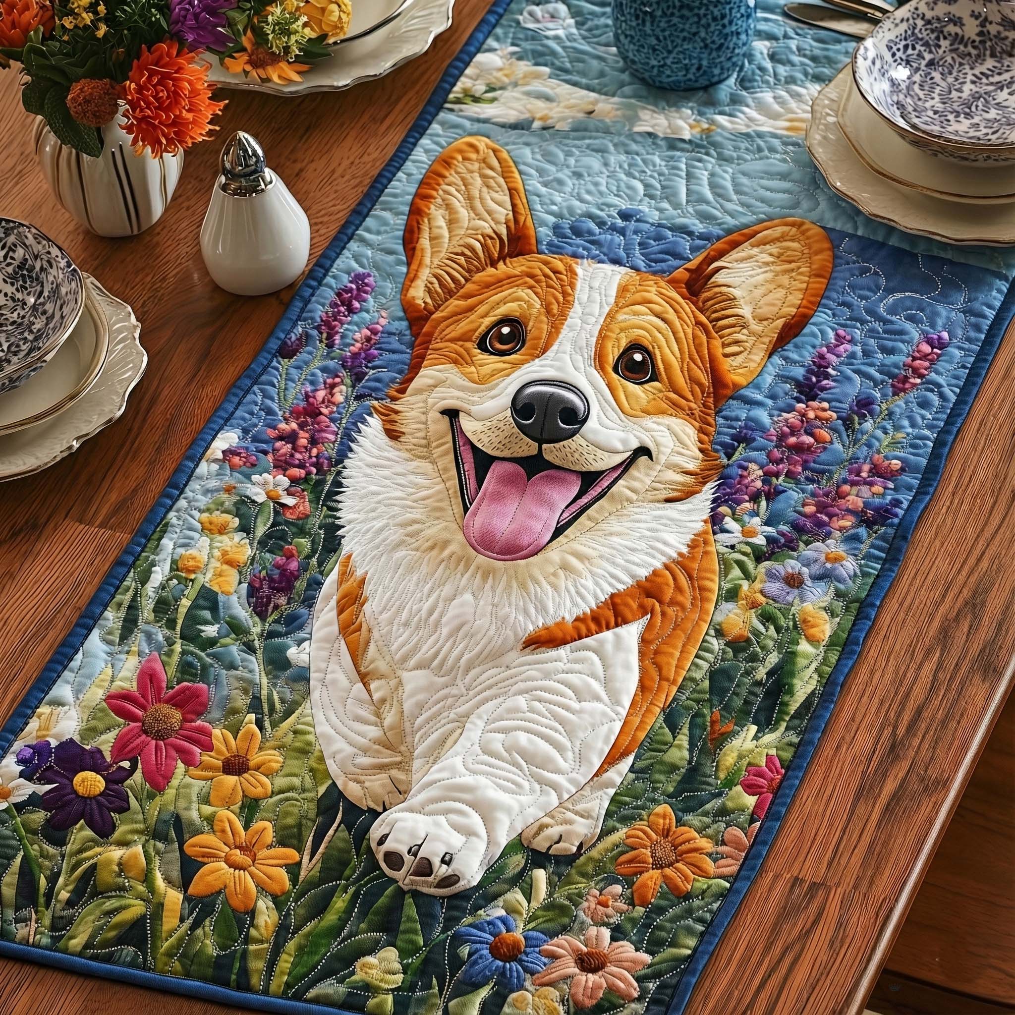 Joy Meadow Quilted Table Runner, Easter Table Runner, Spring Table Runner, Mother's Day Gifts