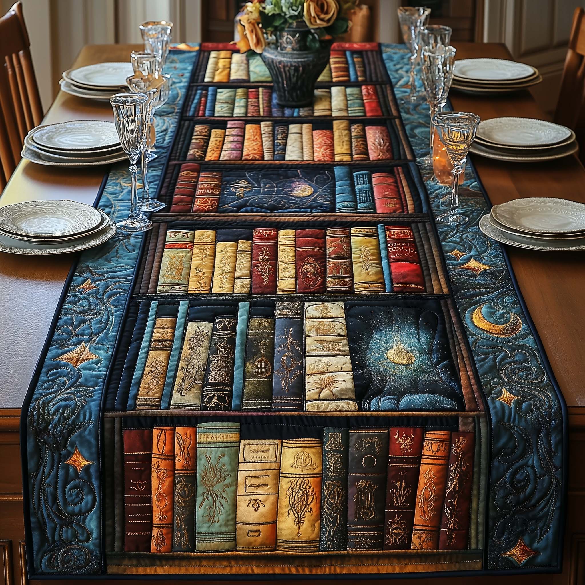 Mystic Library Quilted Table Runner, Easter Table Runner, Spring Table Runner, Mother's Day Gifts