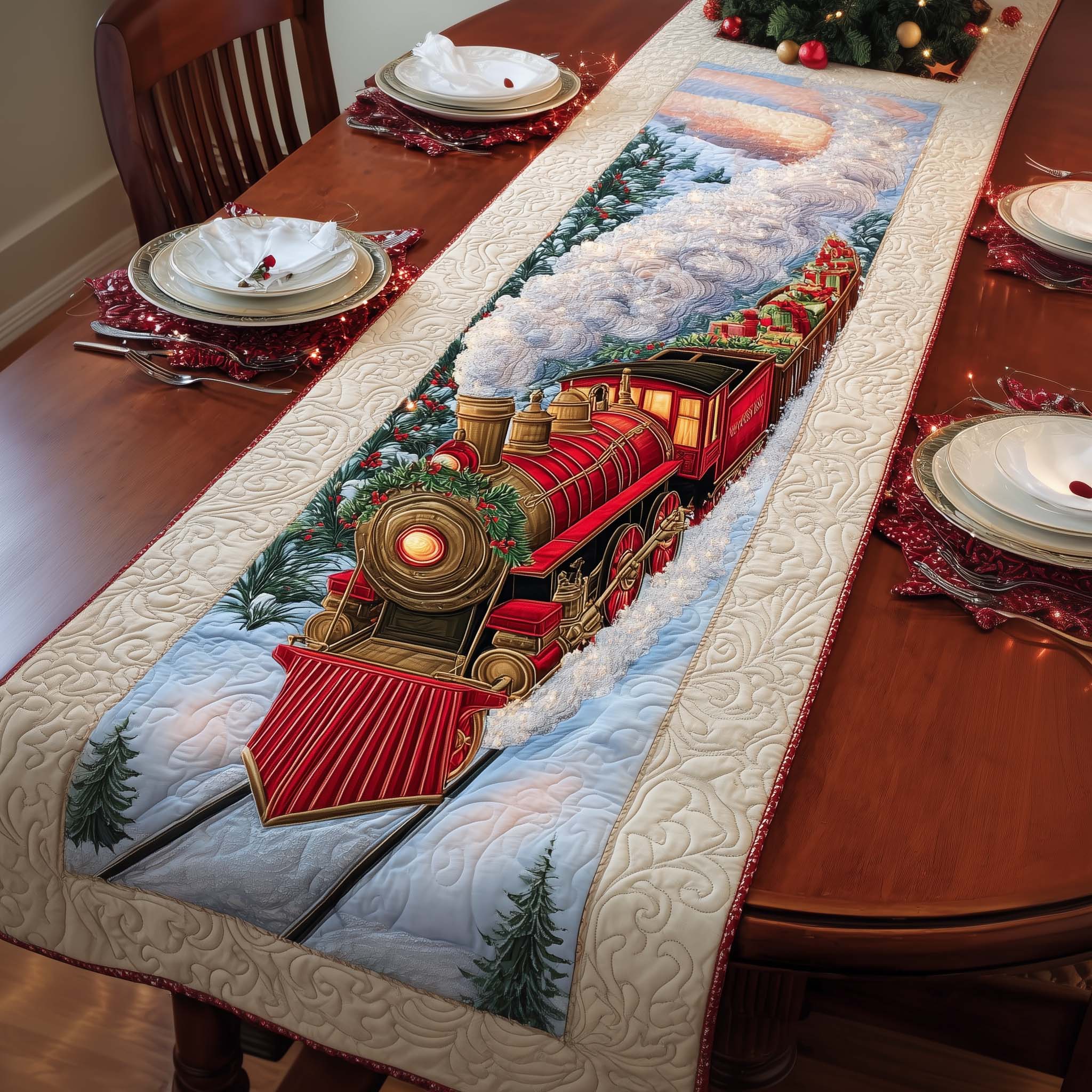 Golden Express Quilted Table Runner, Easter Table Runner, Spring Table Runner, Mother's Day Gifts