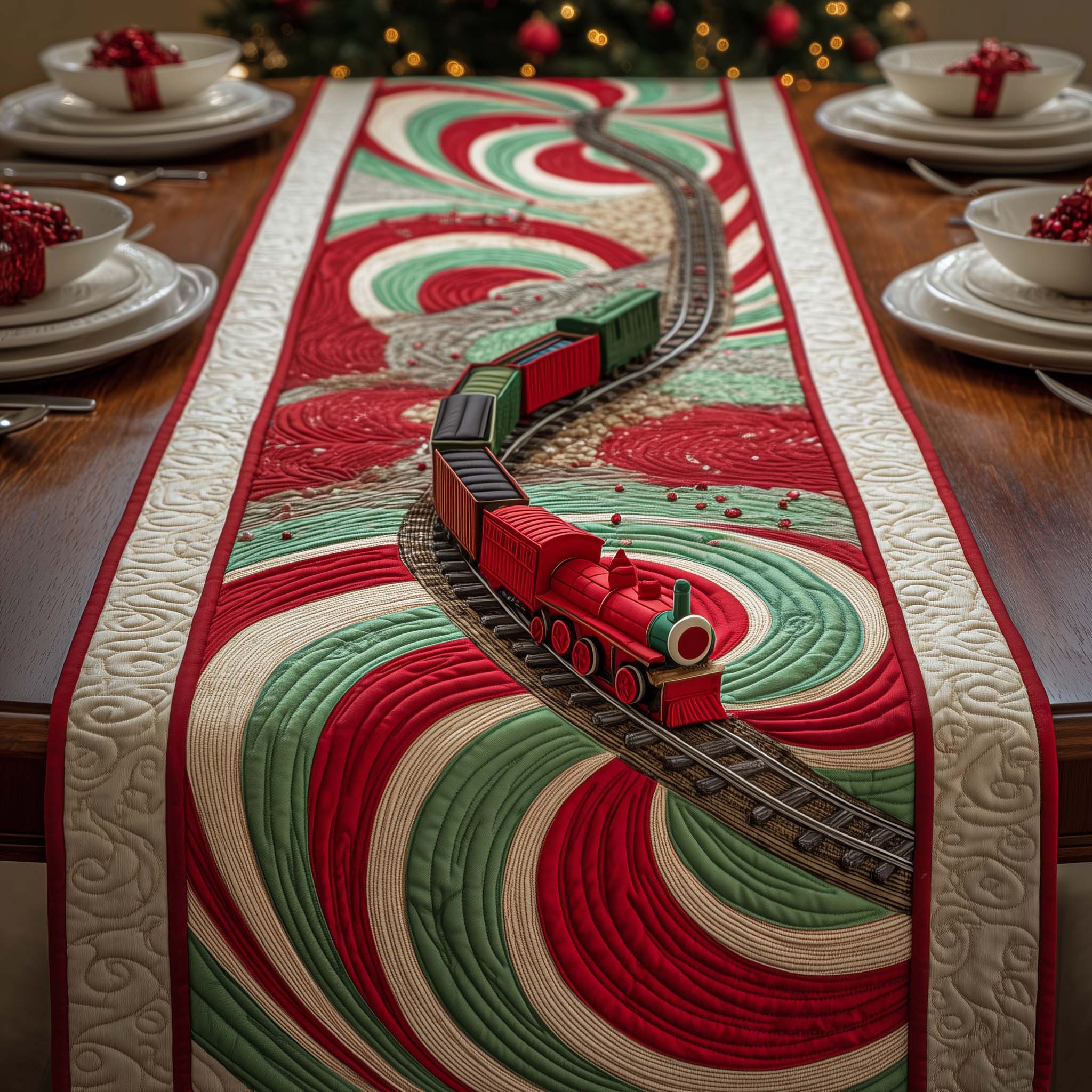 Peppermint Track Quilted Table Runner, Easter Table Runner, Spring Table Runner, Mother's Day Gifts