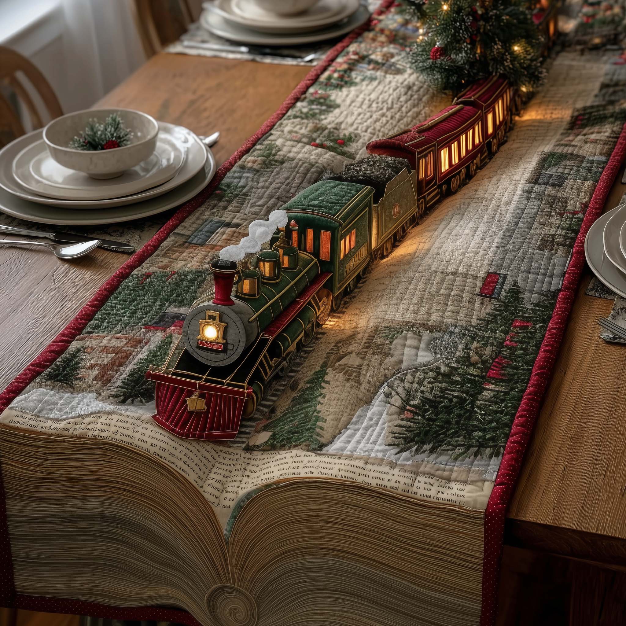 Story Train Quilted Table Runner, Easter Table Runner, Spring Table Runner, Mother's Day Gifts