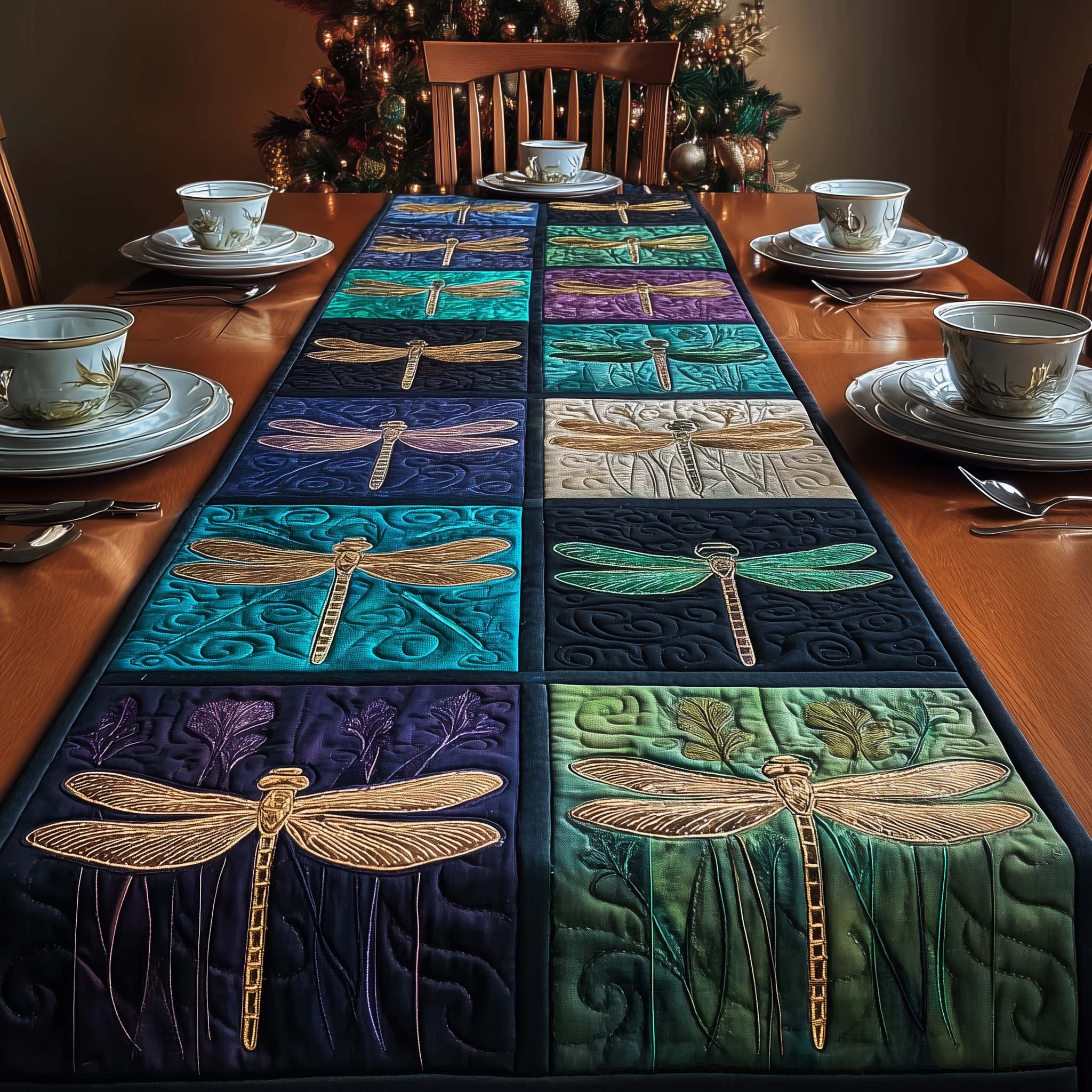 Garden Dragonfly Quilted Table Runner, Easter Table Runner, Spring Table Runner, Mother's Day Gifts