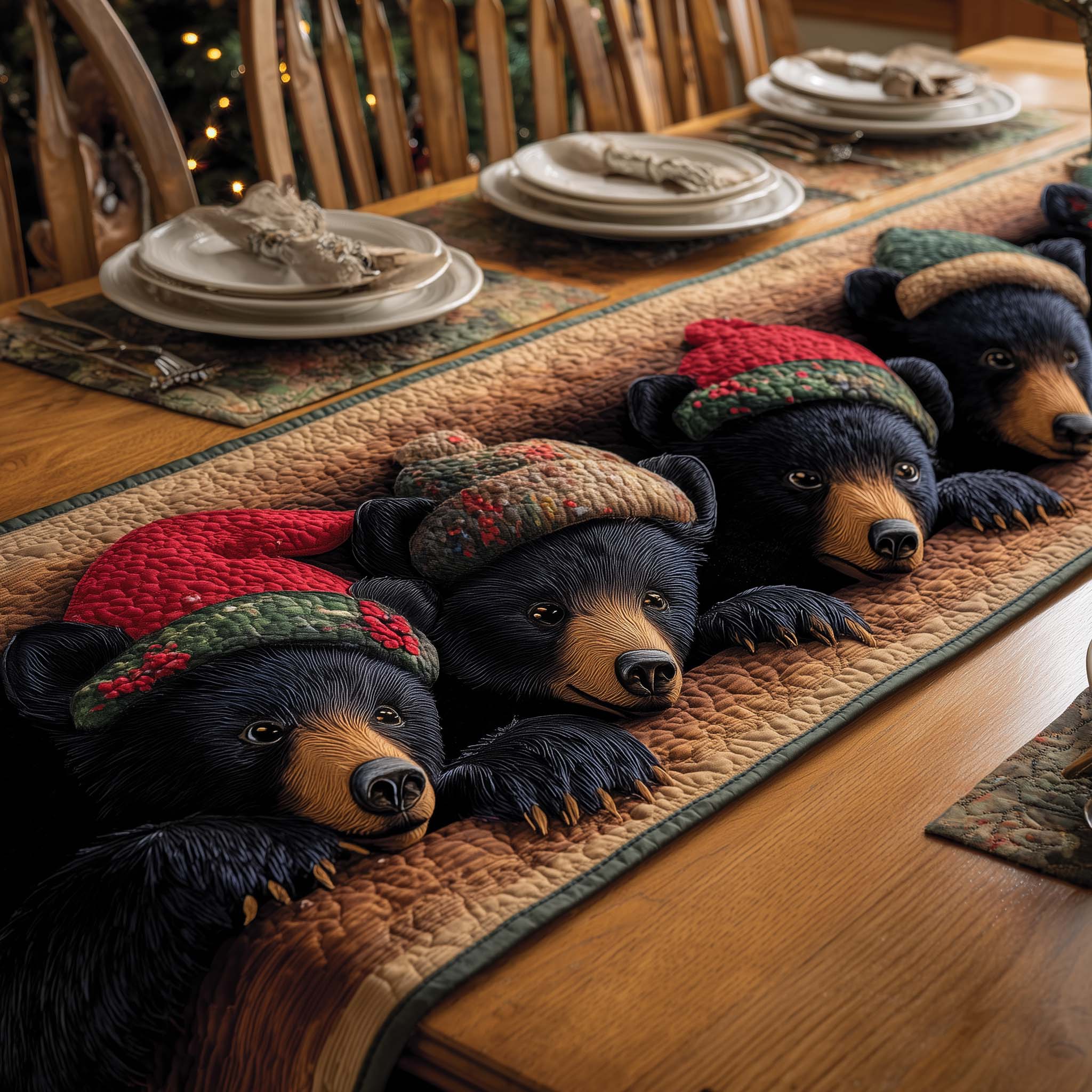 Merry Bears Quilted Table Runner, Easter Table Runner, Spring Table Runner, Mother's Day Gifts