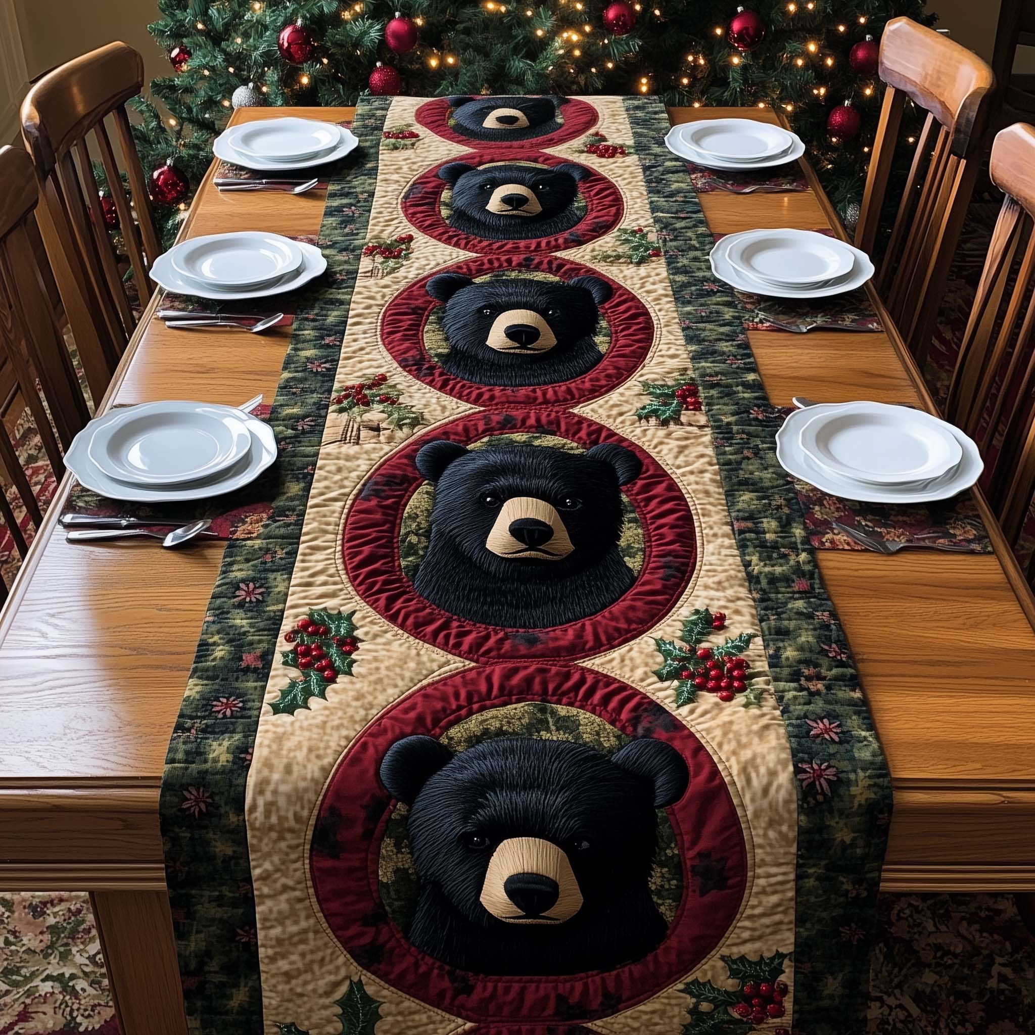 Holiday Bear Quilted Table Runner, Easter Table Runner, Spring Table Runner, Mother's Day Gifts