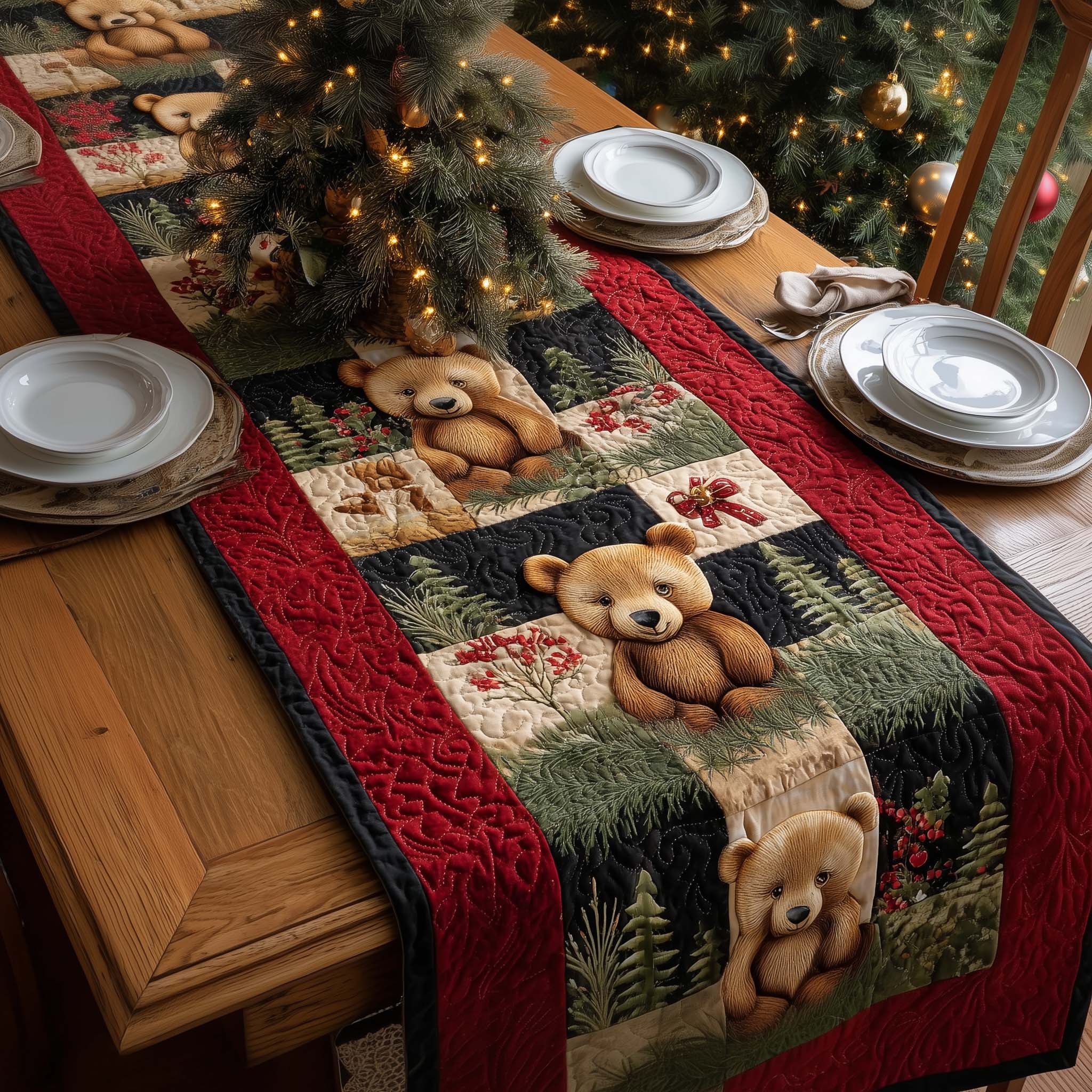 Forest Cub Quilted Table Runner, Easter Table Runner, Spring Table Runner, Mother's Day Gifts