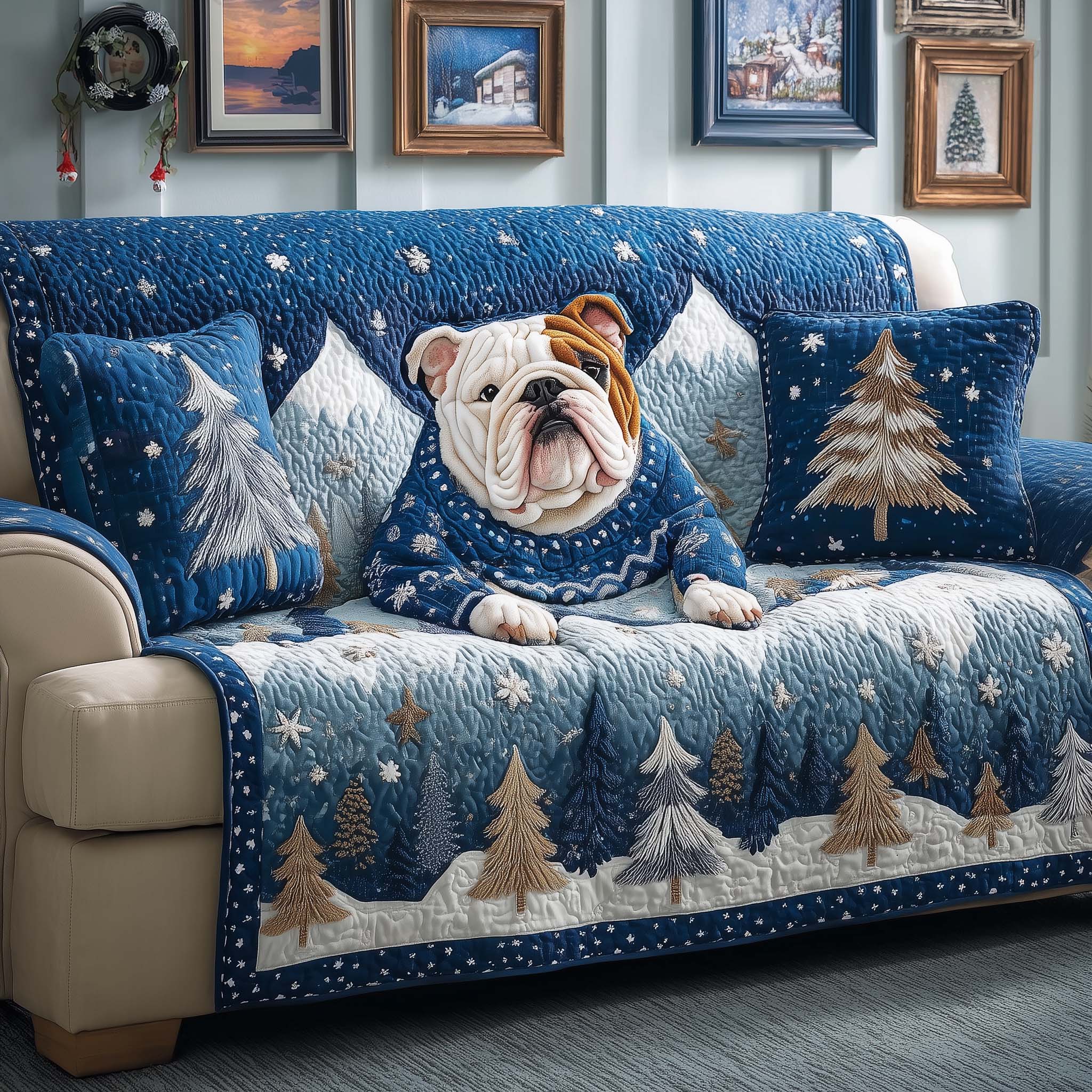 Snowy Sweater Quilted Sofa Cover Fall Halloween Decor For Sofa Couch
