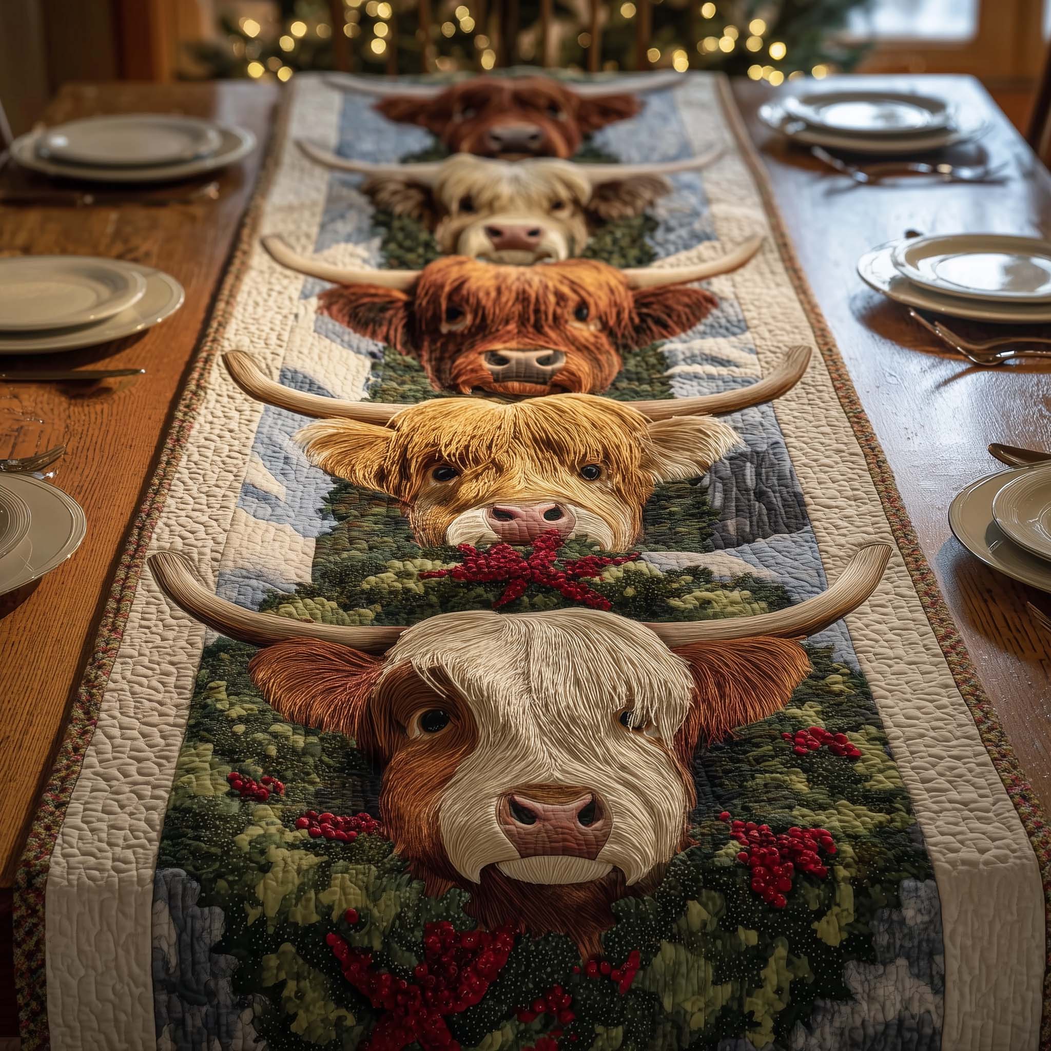 Wreath Herd Quilted Table Runner, Easter Table Runner, Spring Table Runner, Mother's Day Gifts
