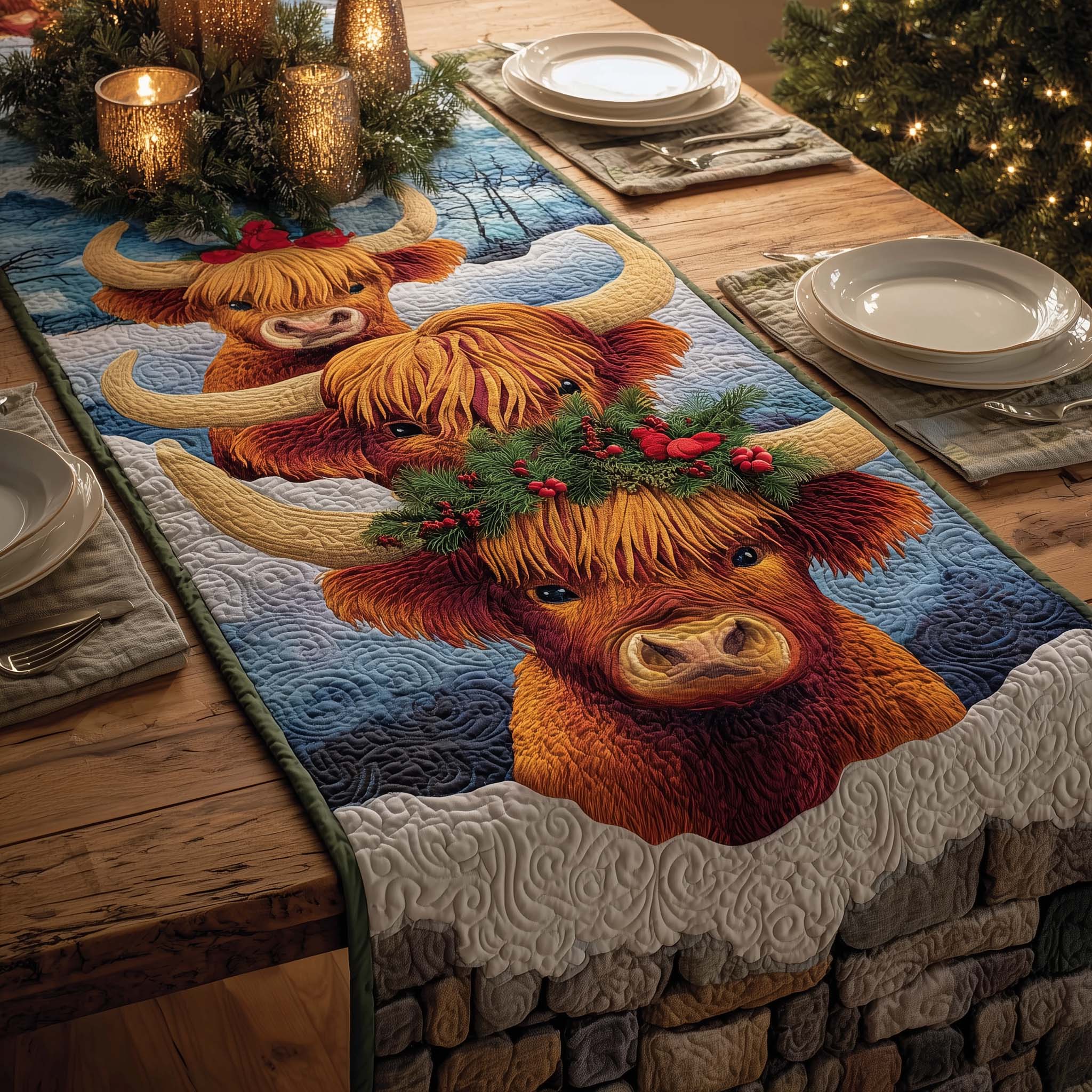 Winter Highlands Quilted Table Runner, Easter Table Runner, Spring Table Runner, Mother's Day Gifts