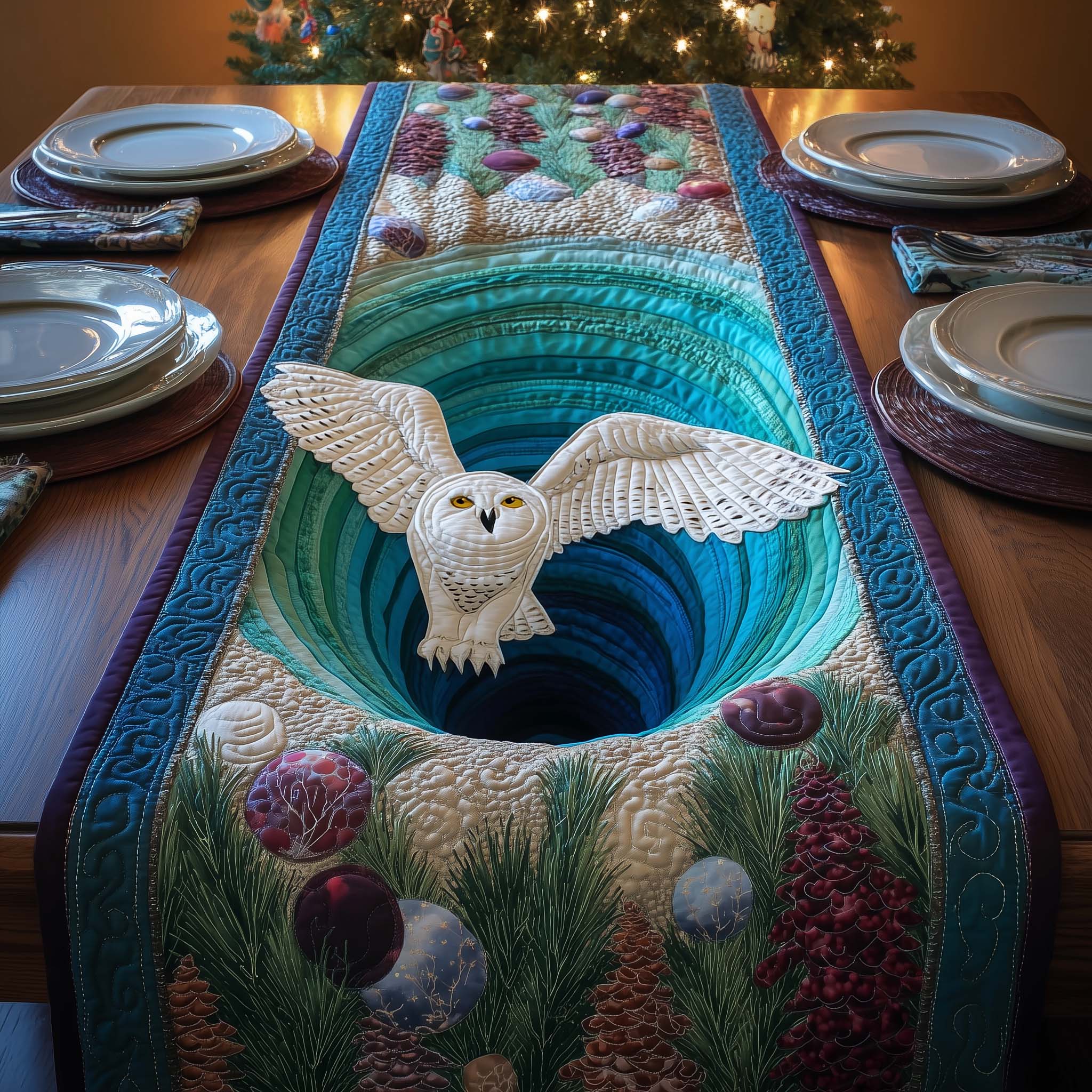 Snowy Descent Quilted Table Runner, Easter Table Runner, Spring Table Runner, Mother's Day Gifts