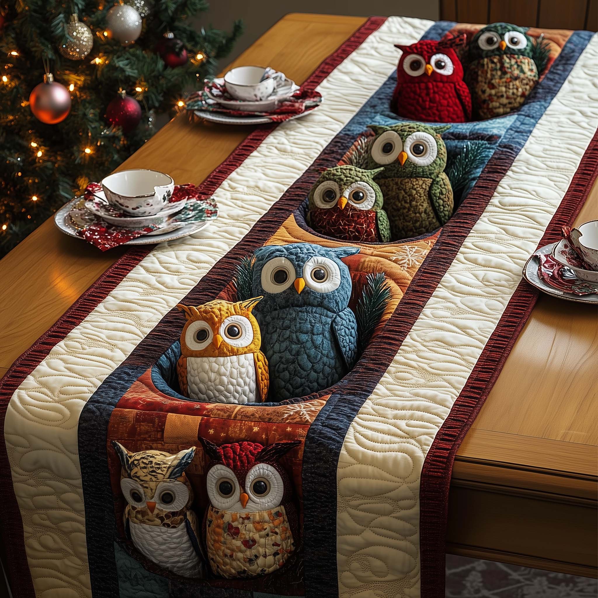 Owl Nest Quilted Table Runner, Easter Table Runner, Spring Table Runner, Mother's Day Gifts