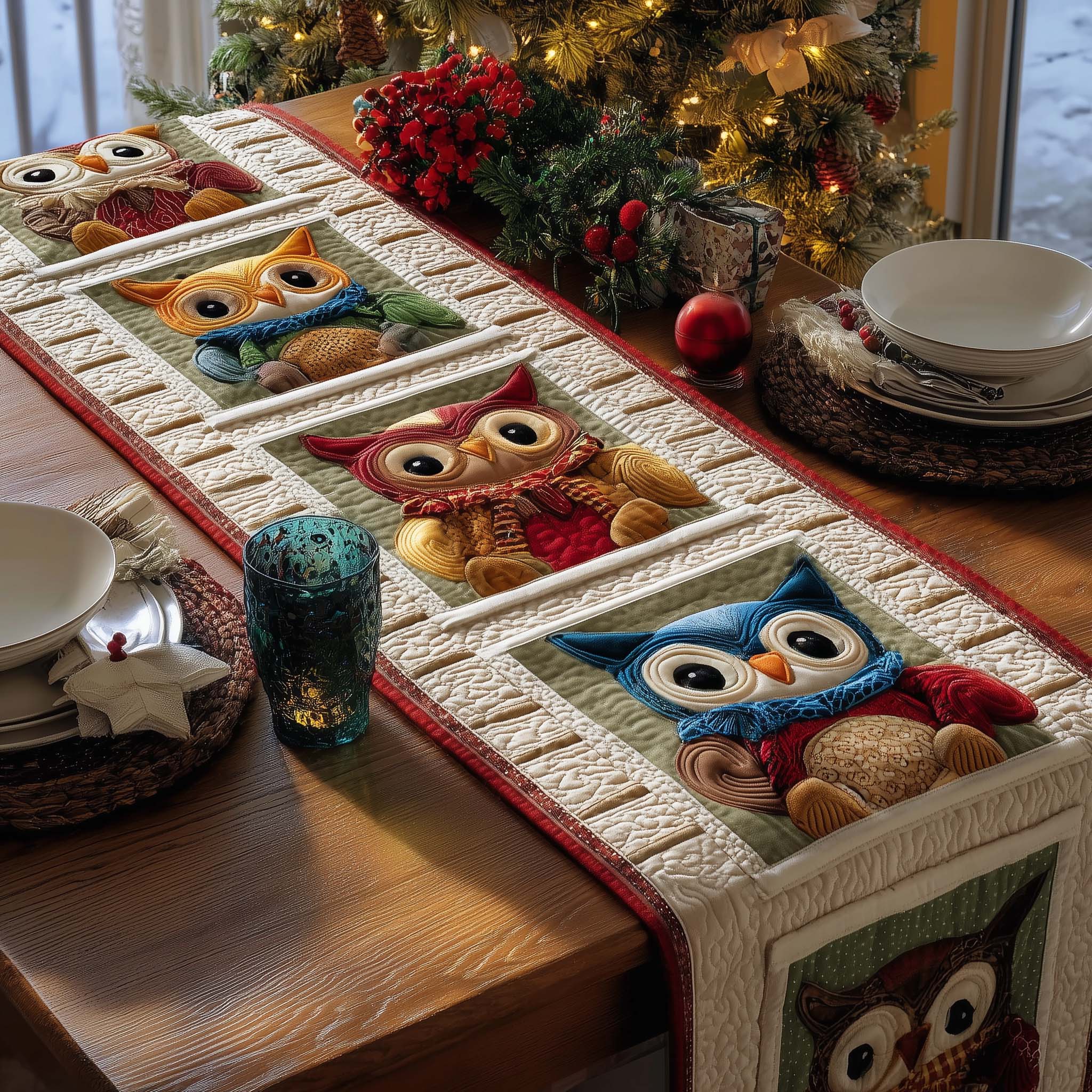 Cozy Owls Quilted Table Runner, Easter Table Runner, Spring Table Runner, Mother's Day Gifts