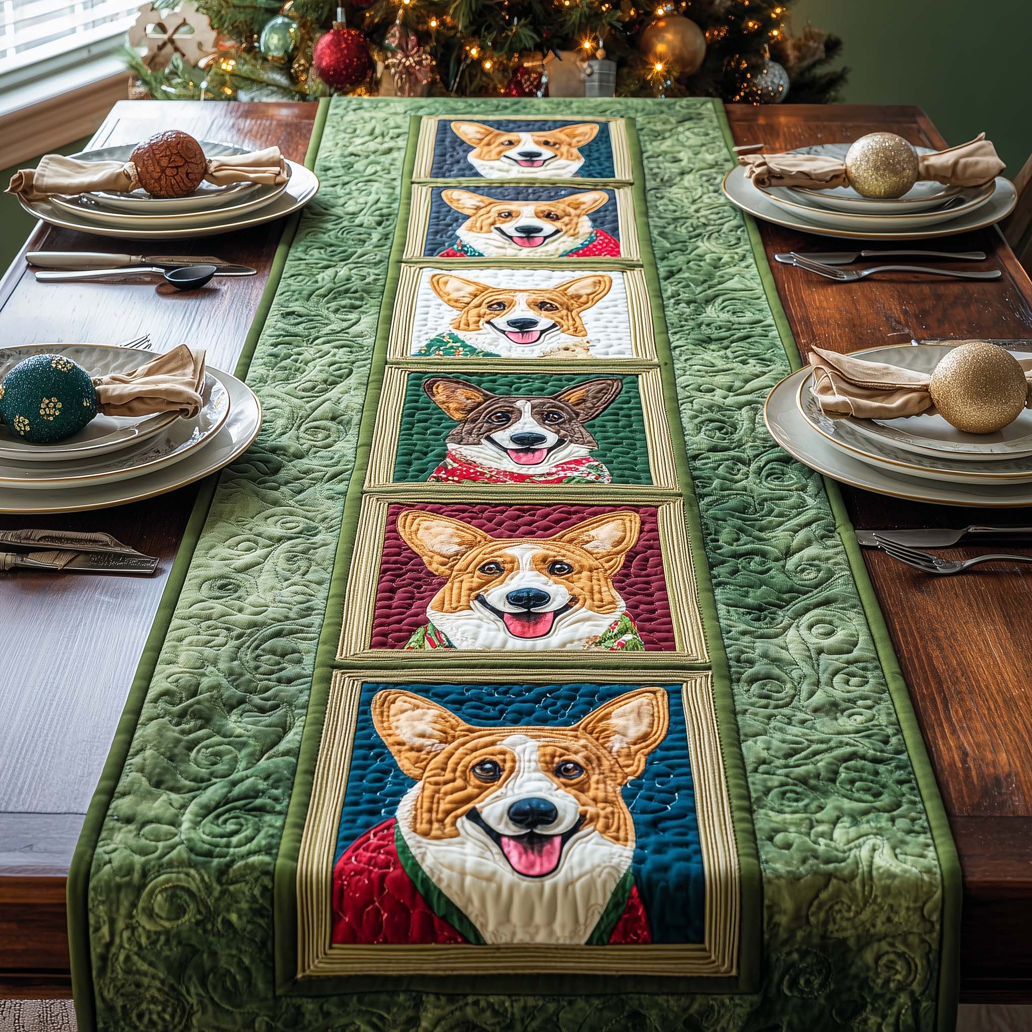 Corgi Gallery Quilted Table Runner, Easter Table Runner, Spring Table Runner, Mother's Day Gifts