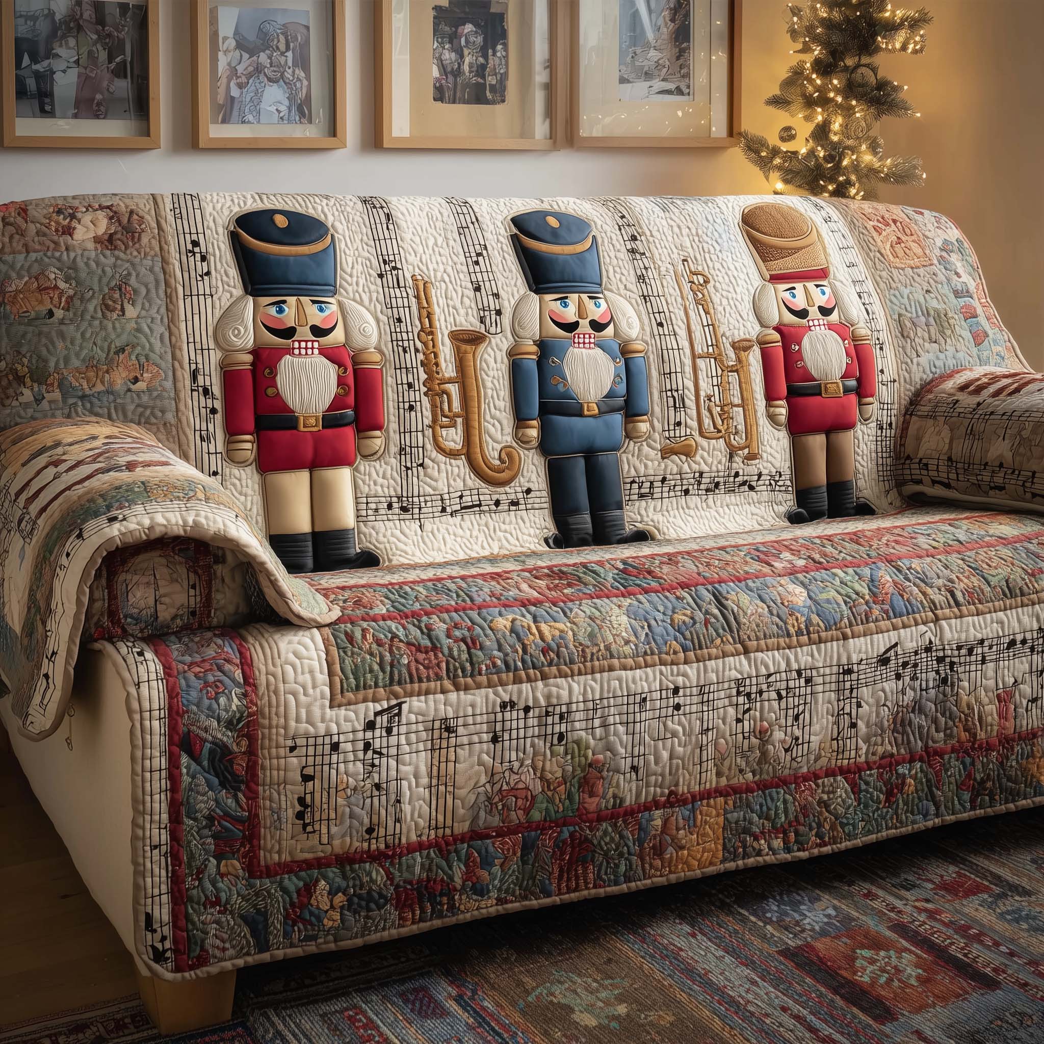 Music Nutcracker Quilted Sofa Cover Fall Halloween Decor For Sofa Couch