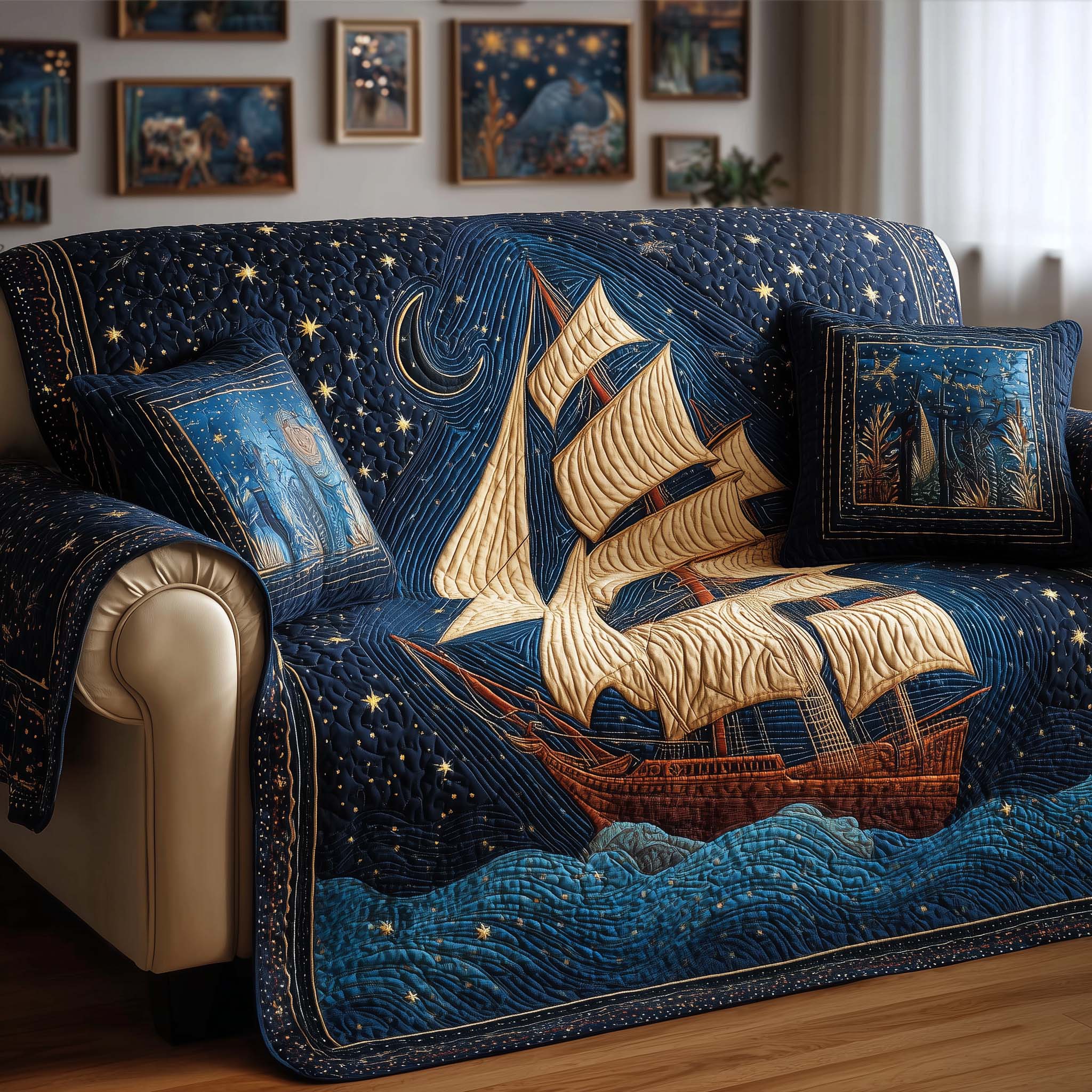 Starship Voyage Quilted Sofa Cover Fall Halloween Decor For Sofa Couch