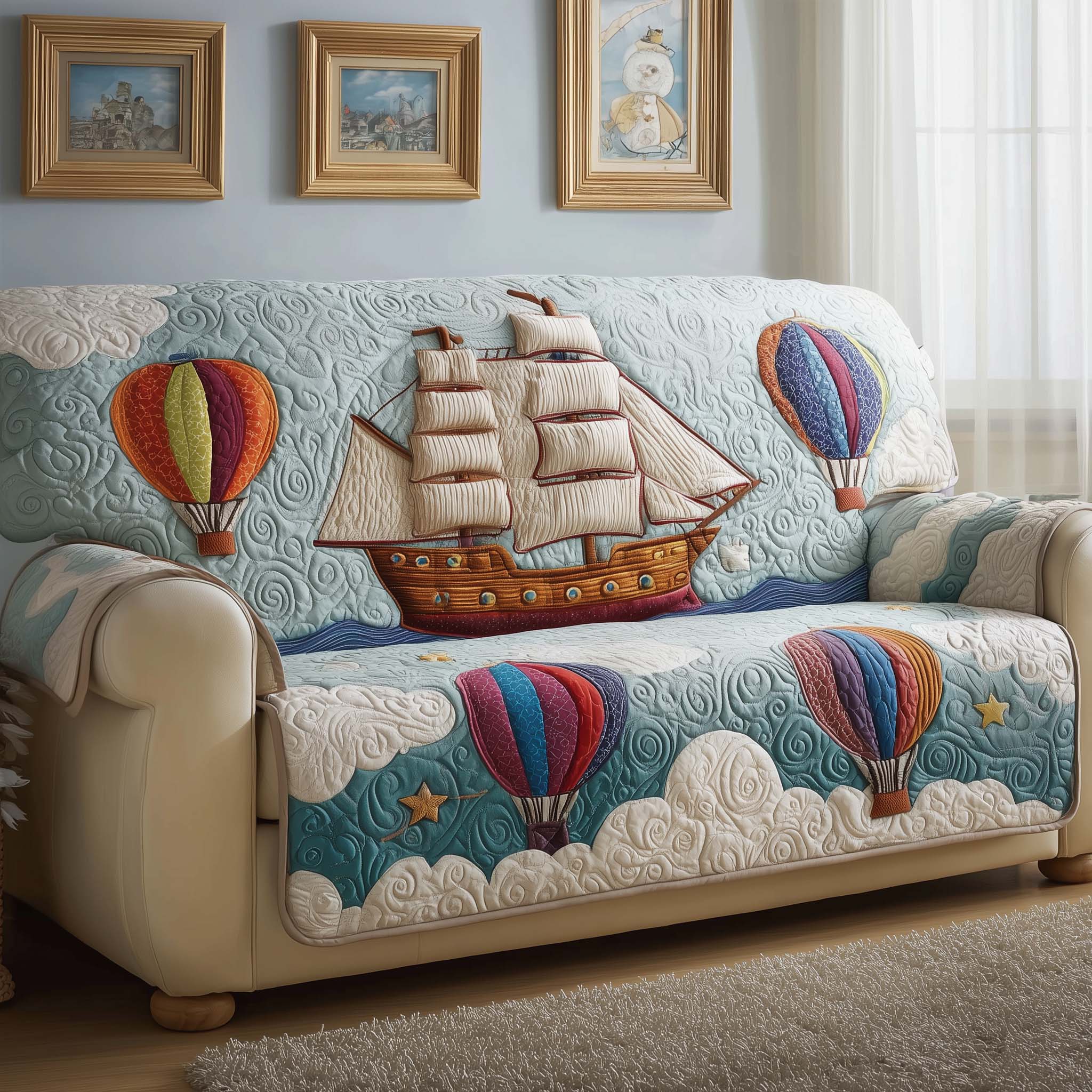 Balloon Sail Quilted Sofa Cover Fall Halloween Decor For Sofa Couch