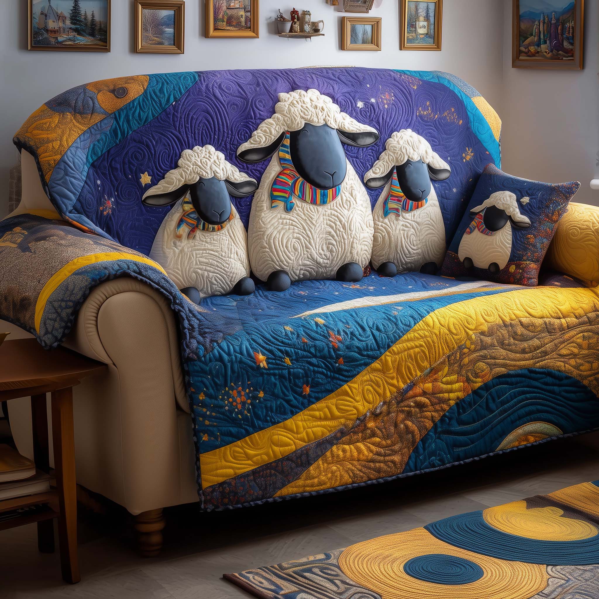 Starlit Sheep Quilted Sofa Cover Fall Halloween Decor For Sofa Couch