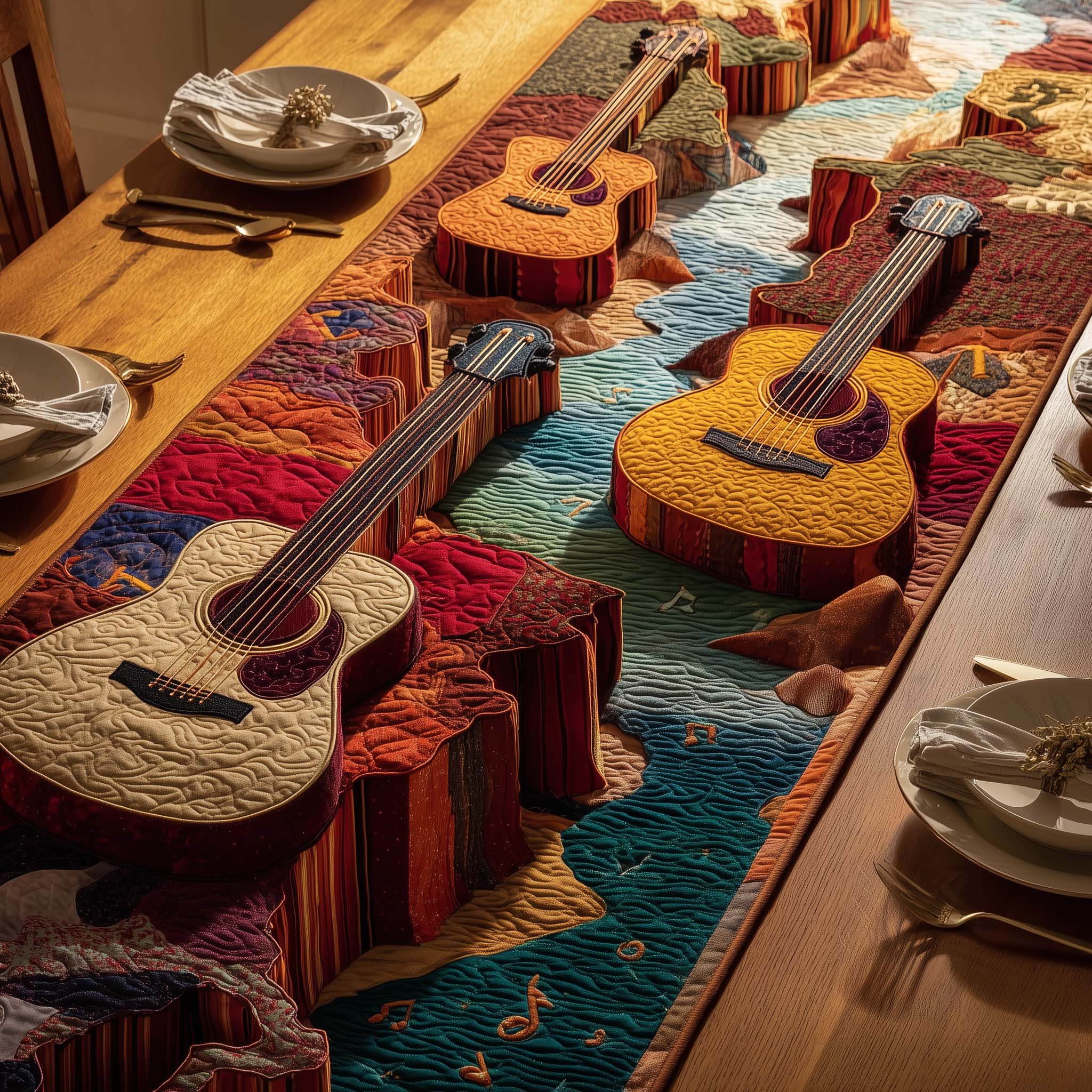 Canyon Guitars Quilted Table Runner, Easter Table Runner, Spring Table Runner, Mother's Day Gifts