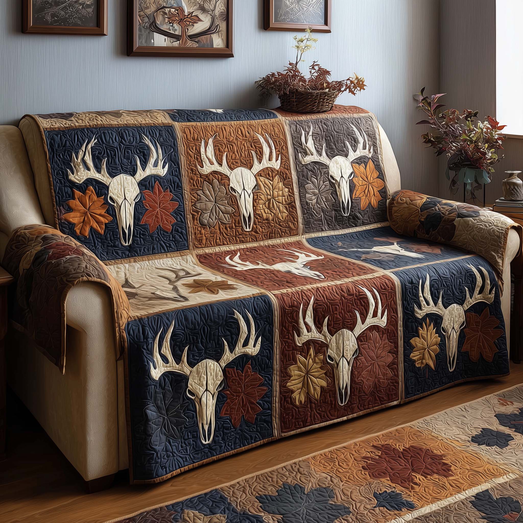 Harvest Skulls Quilted Sofa Cover Fall Halloween Decor For Sofa Couch