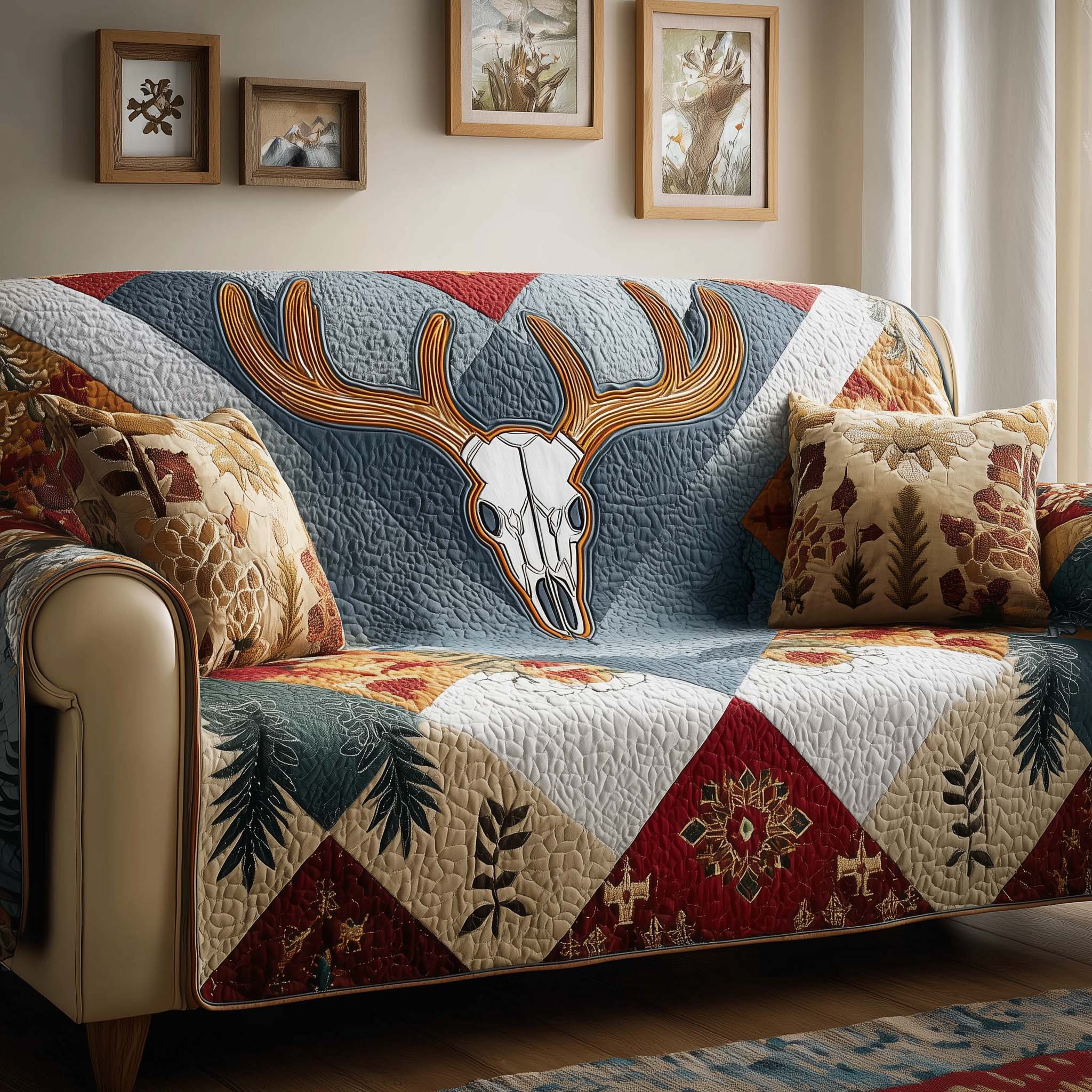 Rustic Crown Quilted Sofa Cover Fall Halloween Decor For Sofa Couch