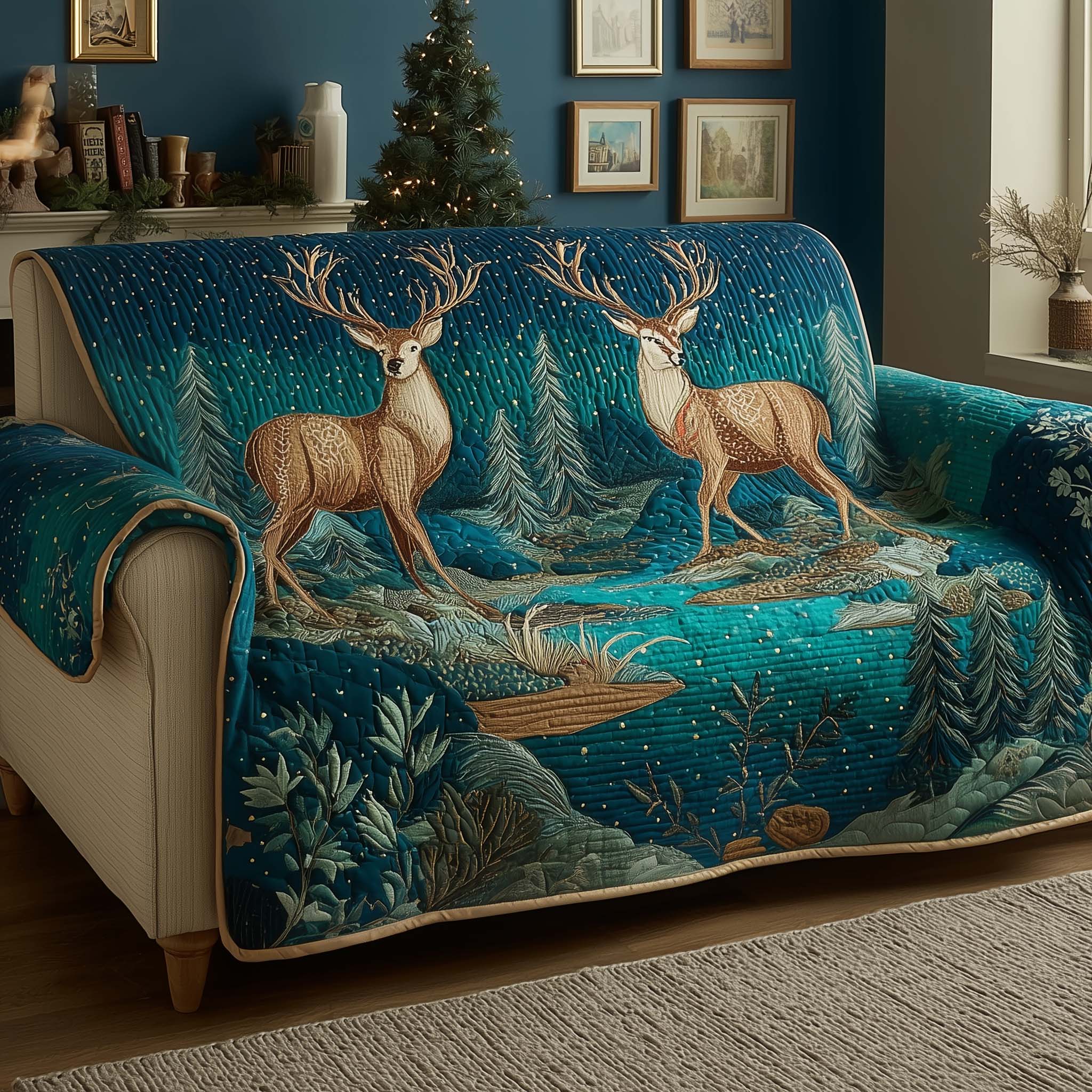 Winter Aurora Quilted Sofa Cover Fall Halloween Decor For Sofa Couch