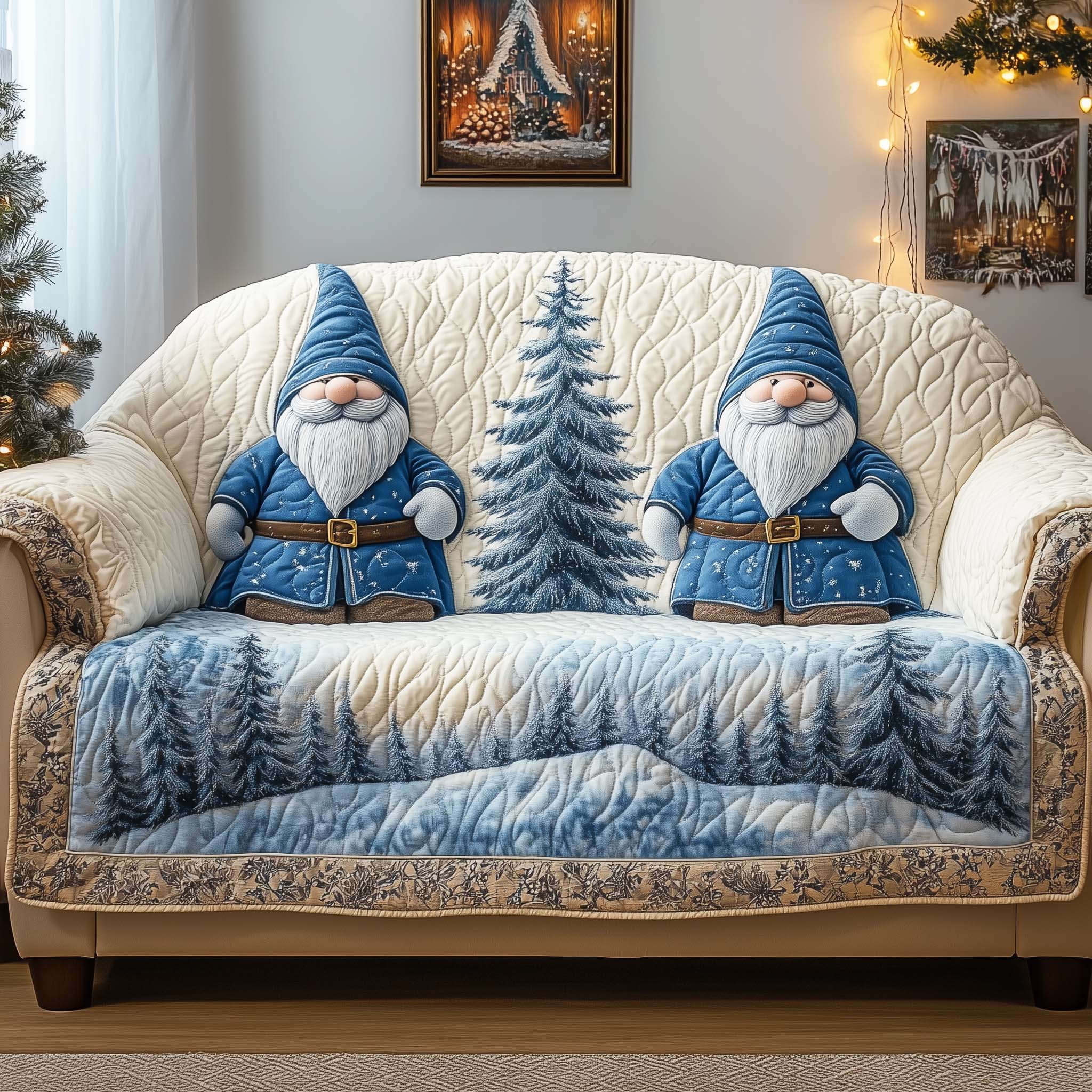 Gnomes Quilted Sofa Cover Fall Halloween Decor For Sofa Couch