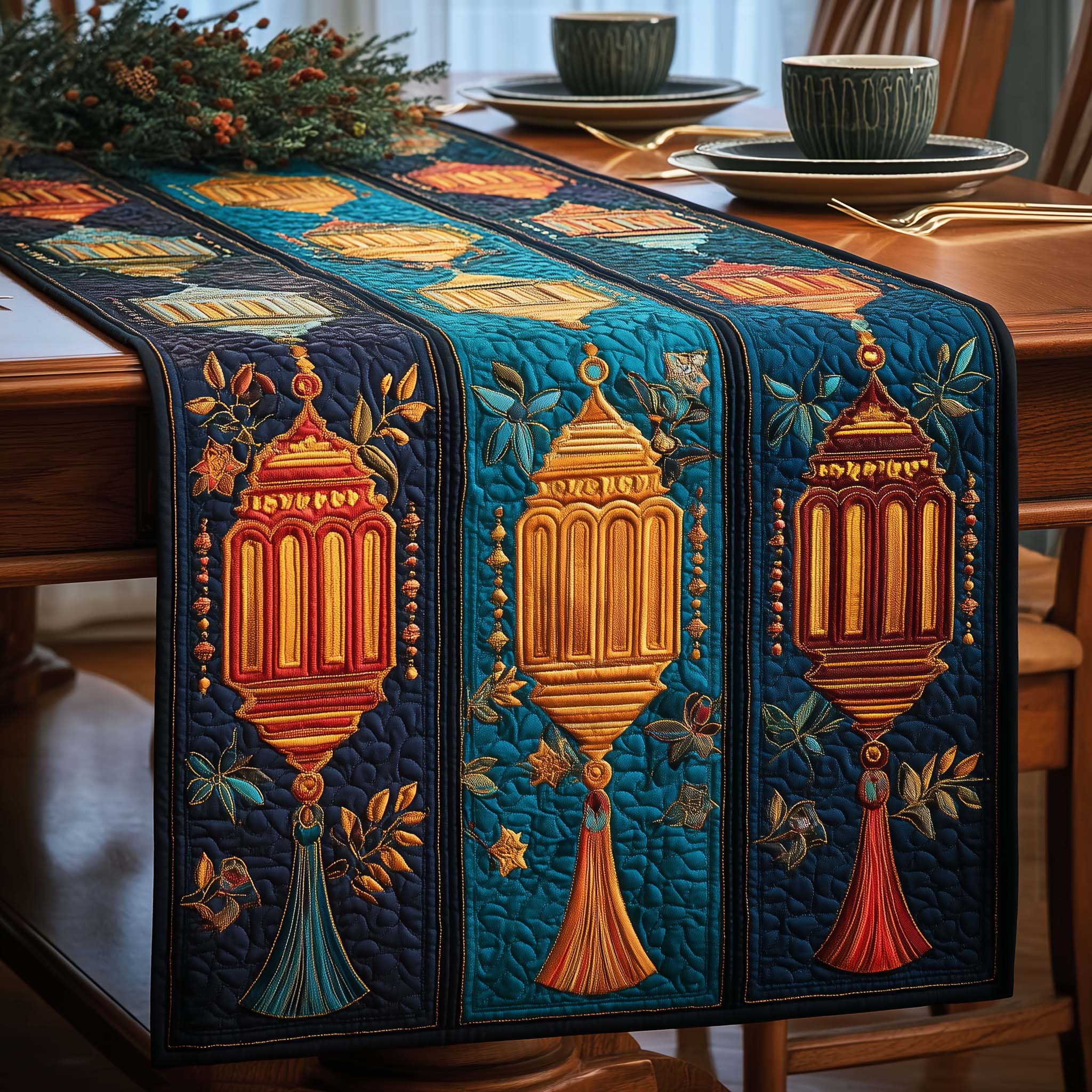 Lantern Glow Quilted Table Runner, Easter Table Runner, Spring Table Runner, Mother's Day Gifts