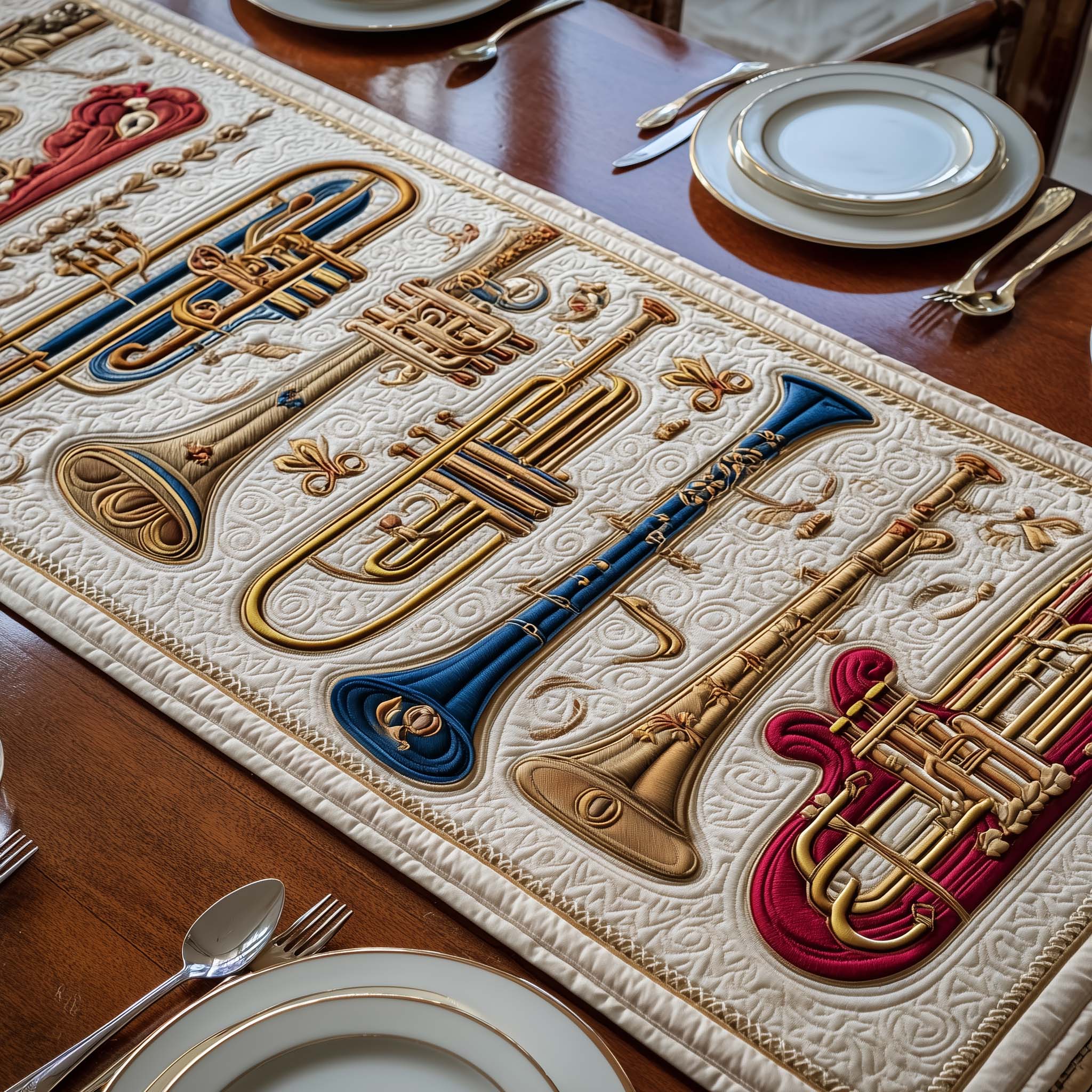Brass Harmony Quilted Table Runner, Easter Table Runner, Spring Table Runner, Mother's Day Gifts