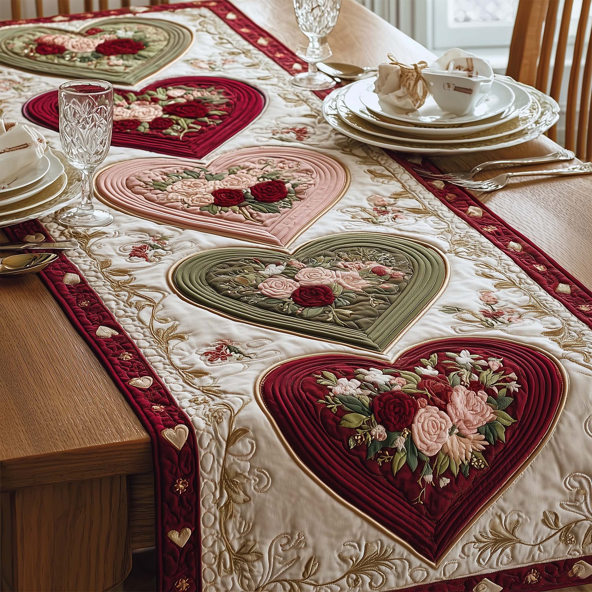 Vintage Romance Quilted Table Runner, Easter Table Runner, Spring Table Runner, Mother's Day Gifts