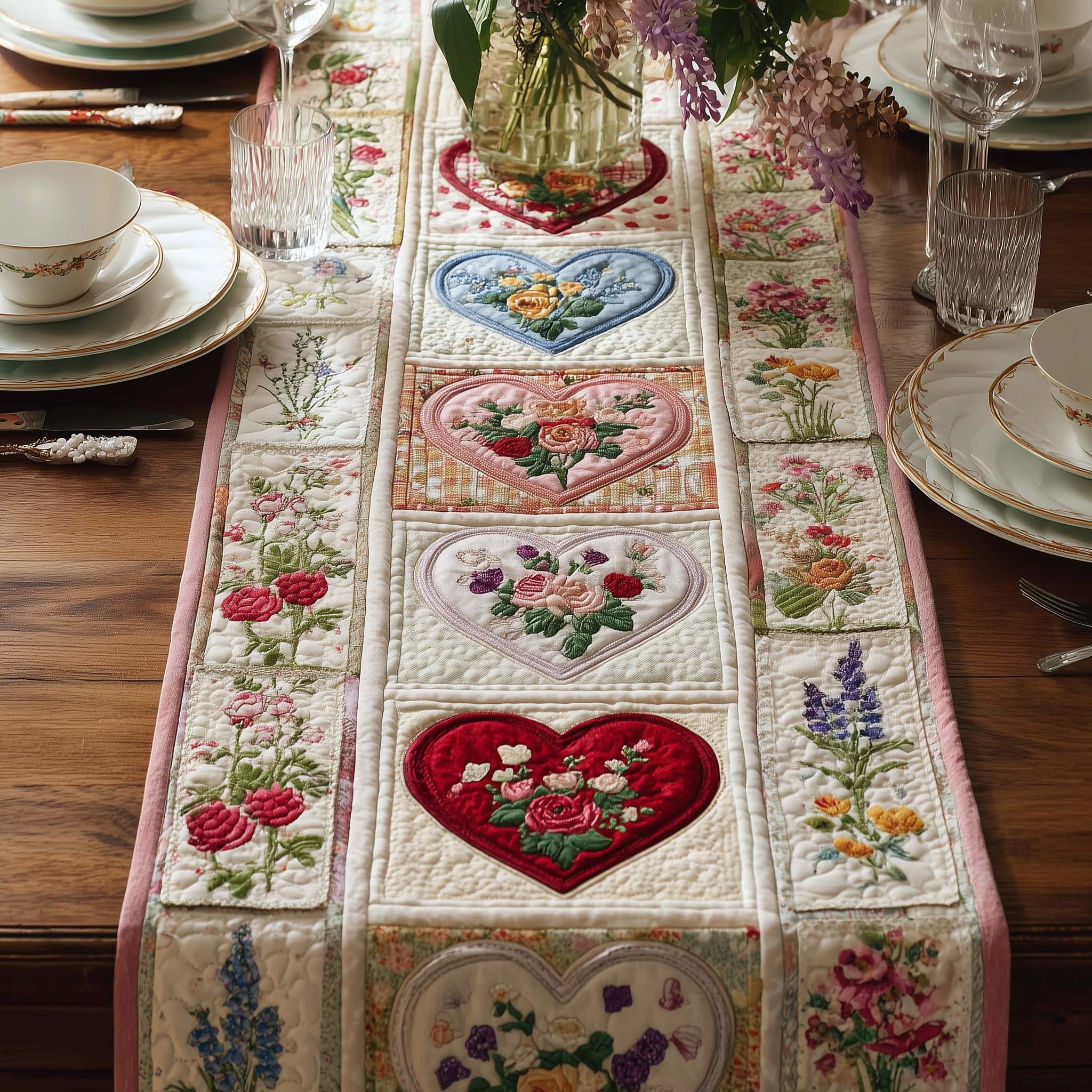 Floral Affection Quilted Table Runner, Easter Table Runner, Spring Table Runner, Mother's Day Gifts
