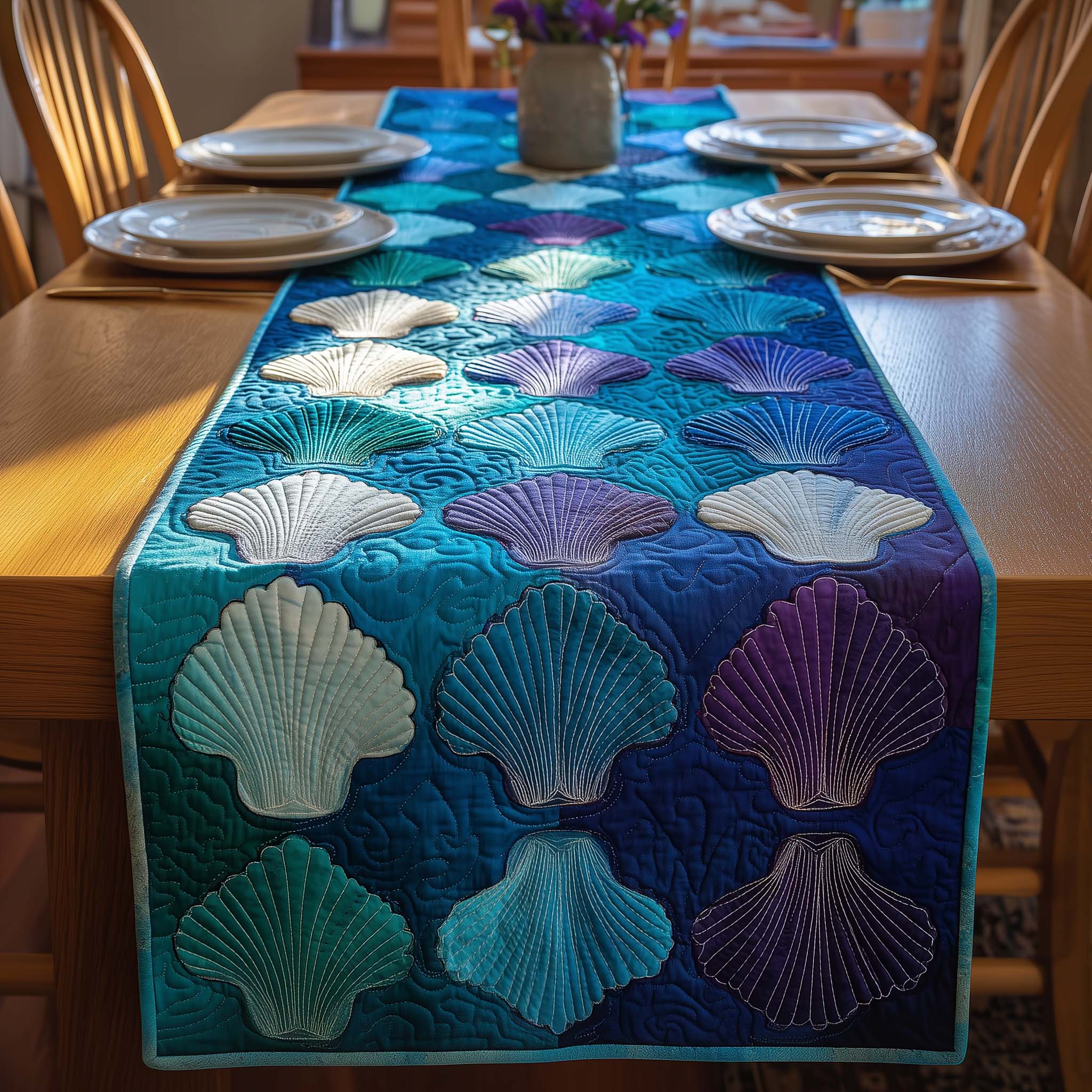 Shell Gradient Quilted Table Runner, Easter Table Runner, Spring Table Runner, Mother's Day Gifts