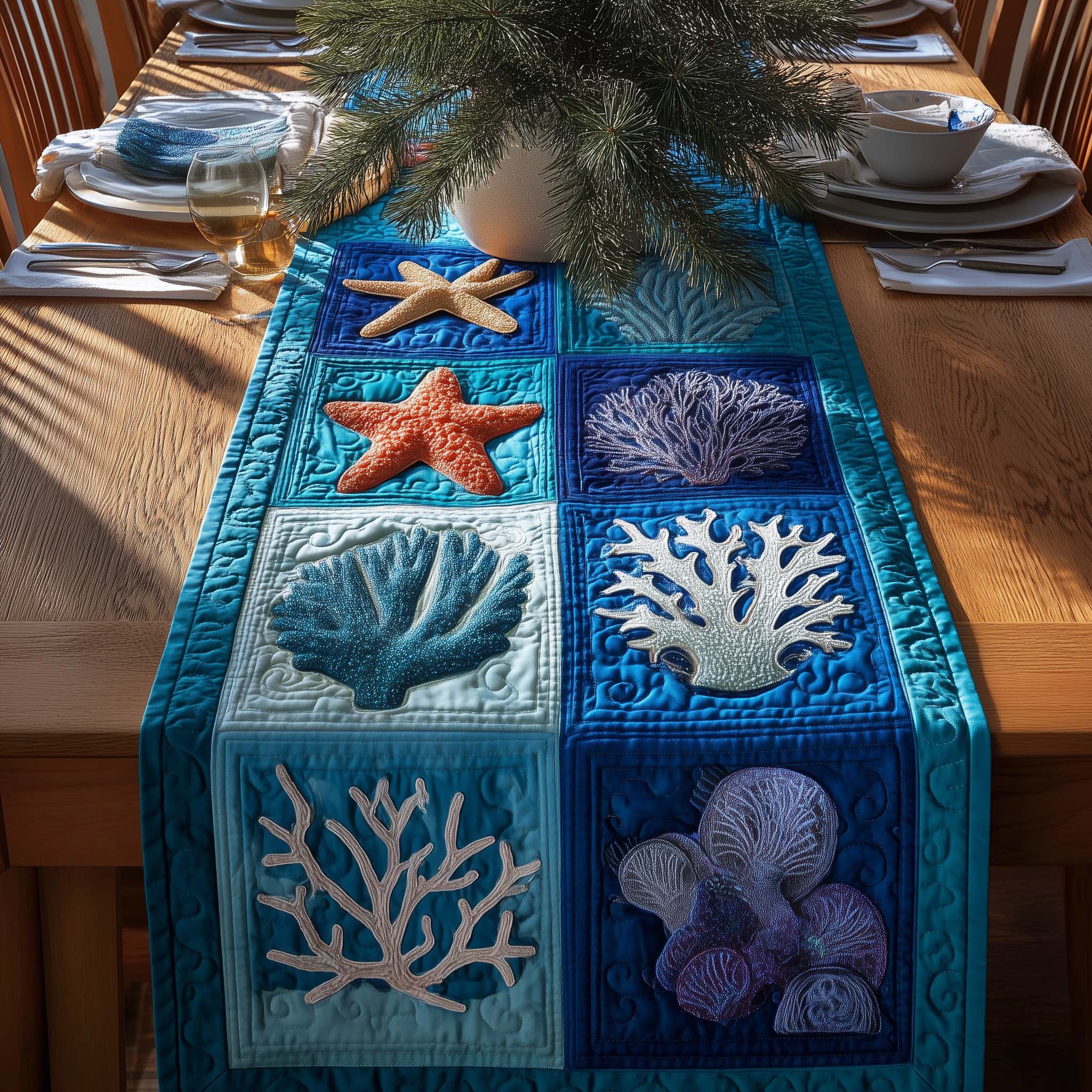 Reef Elegance Quilted Table Runner, Easter Table Runner, Spring Table Runner, Mother's Day Gifts