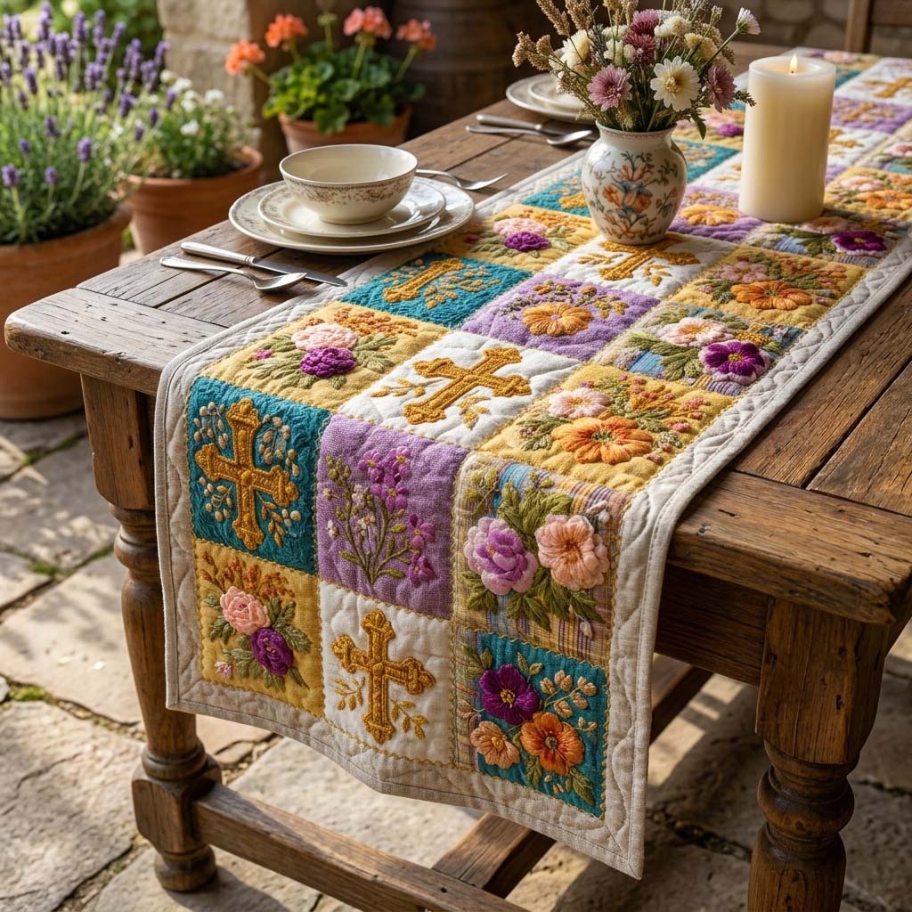 Spring Garden Quilted Table Runner, Easter Table Runner, Spring Table Runner, Mother's Day Gifts
