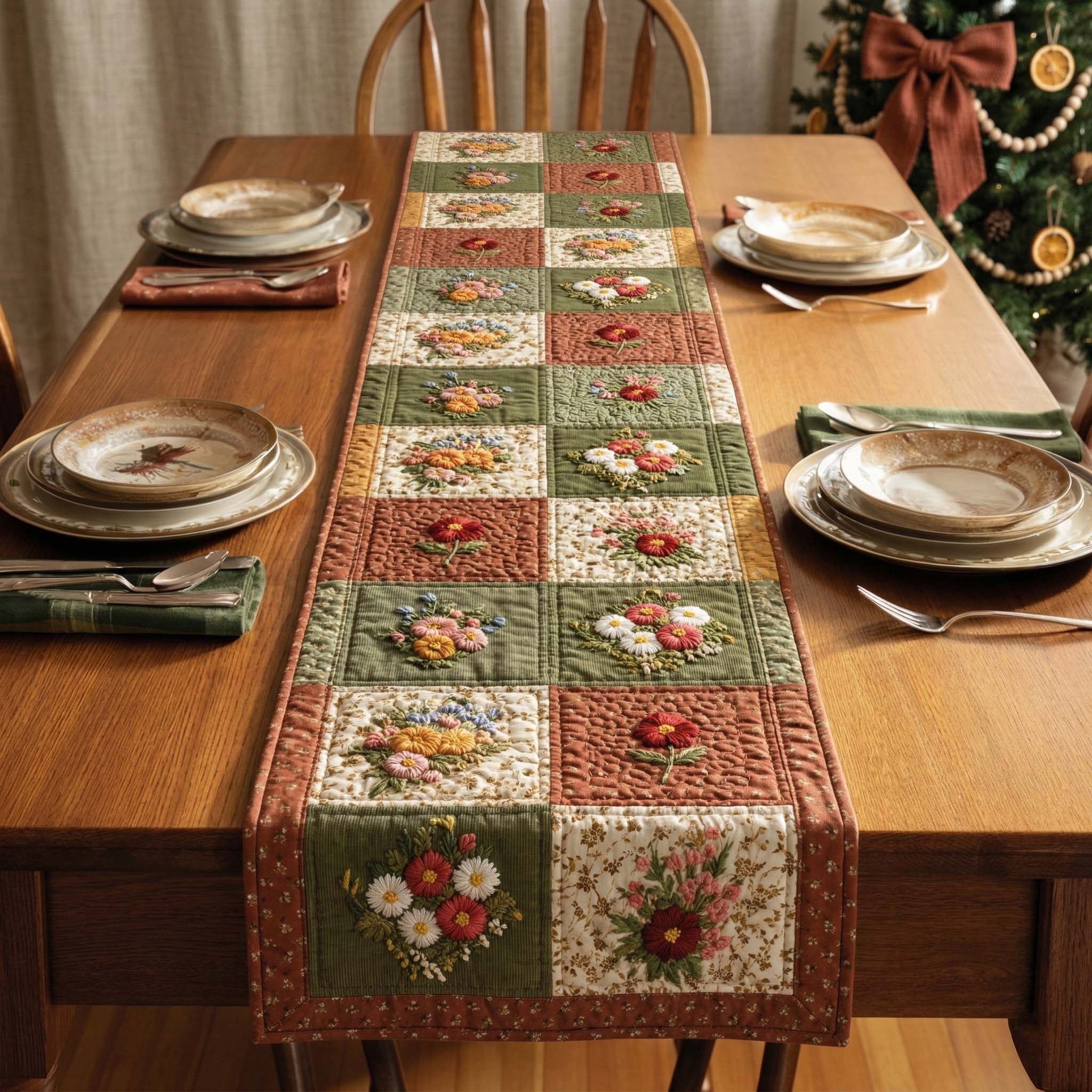 Vintage Bouquet Quilted Table Runner, Easter Table Runner, Spring Table Runner, Mother's Day Gifts